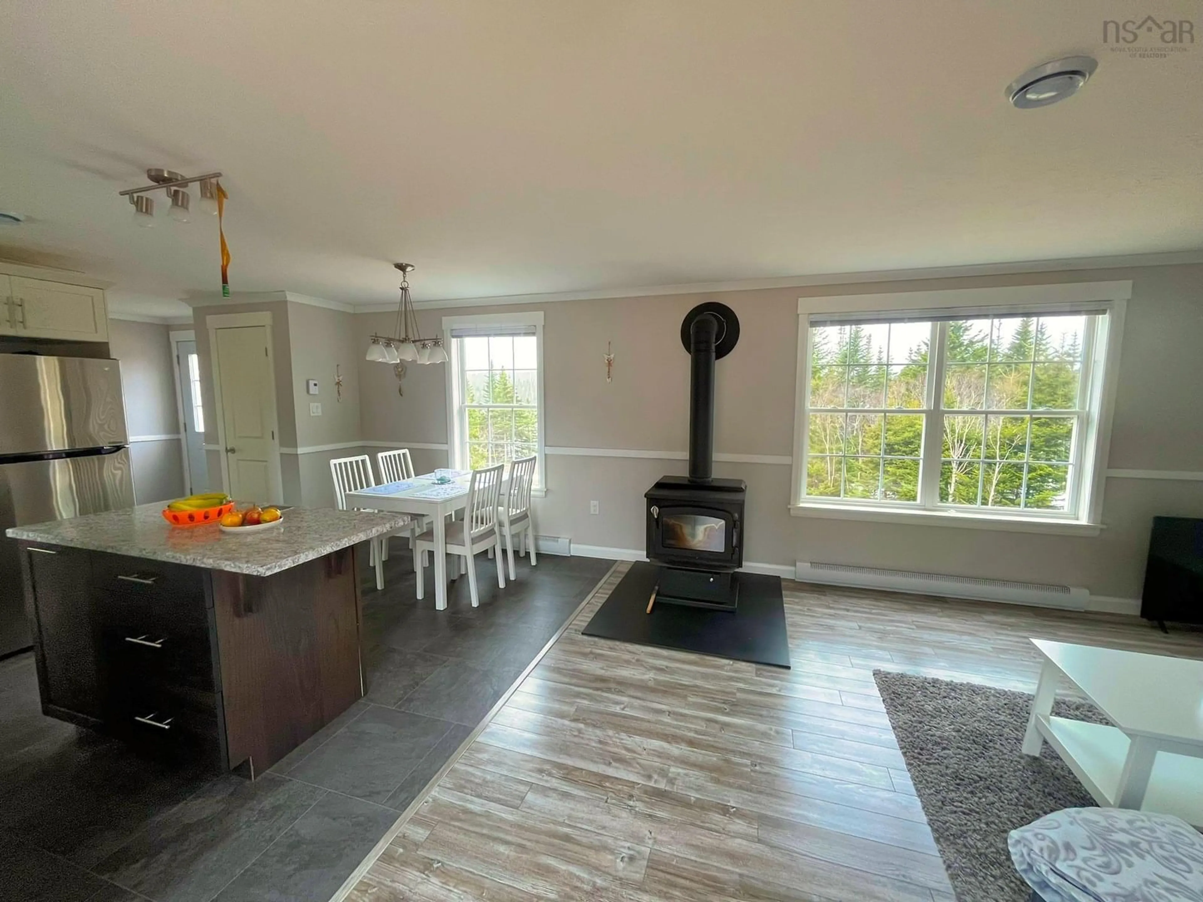 Open concept kitchen, wood/laminate floor for 290 Eastside Grand River Rd, Grand River Nova Scotia B0E 1M0