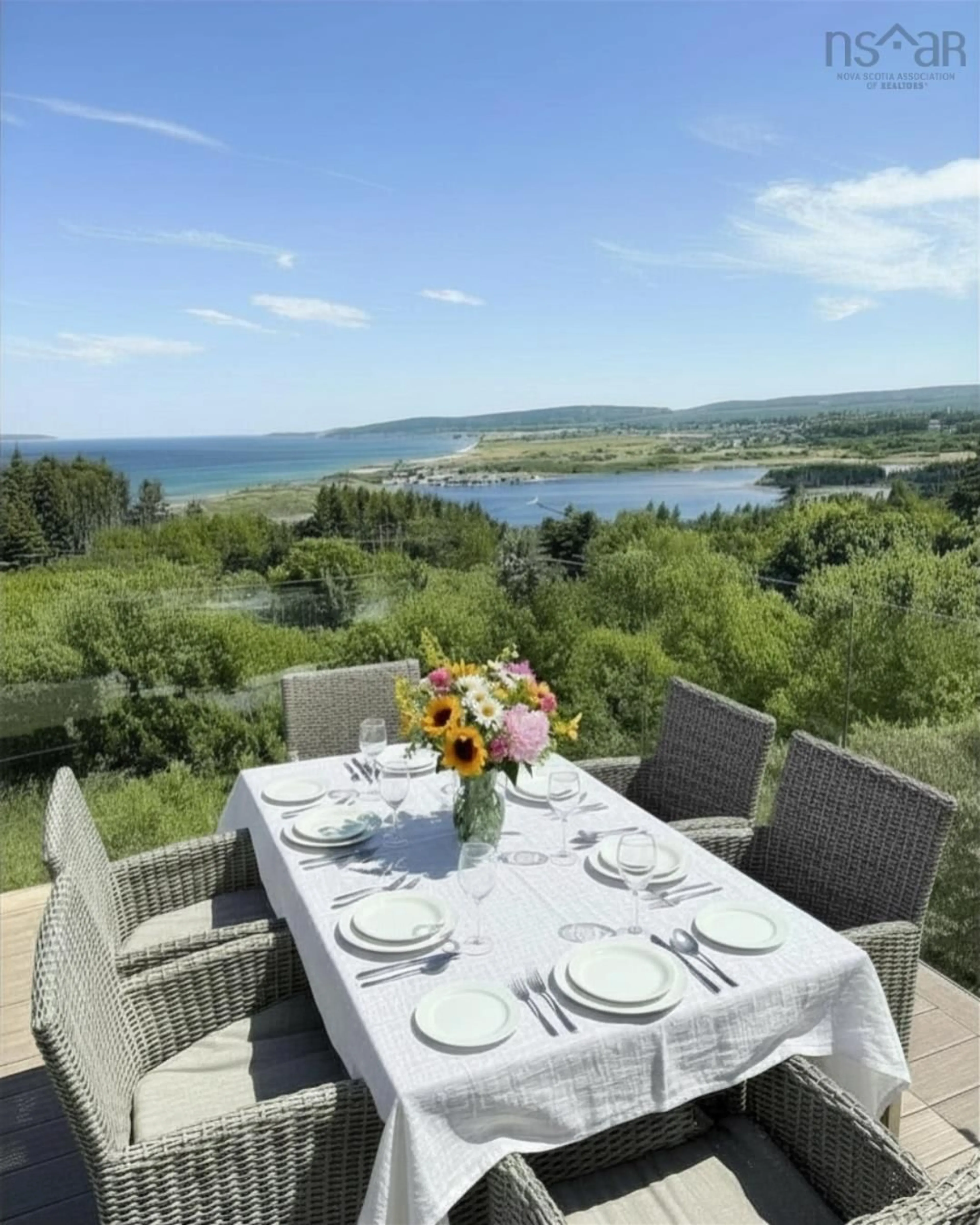 Patio, water/lake/river/ocean view for 161 Harbour Heights Rd, Broad Cove Banks Nova Scotia B0E 1N0