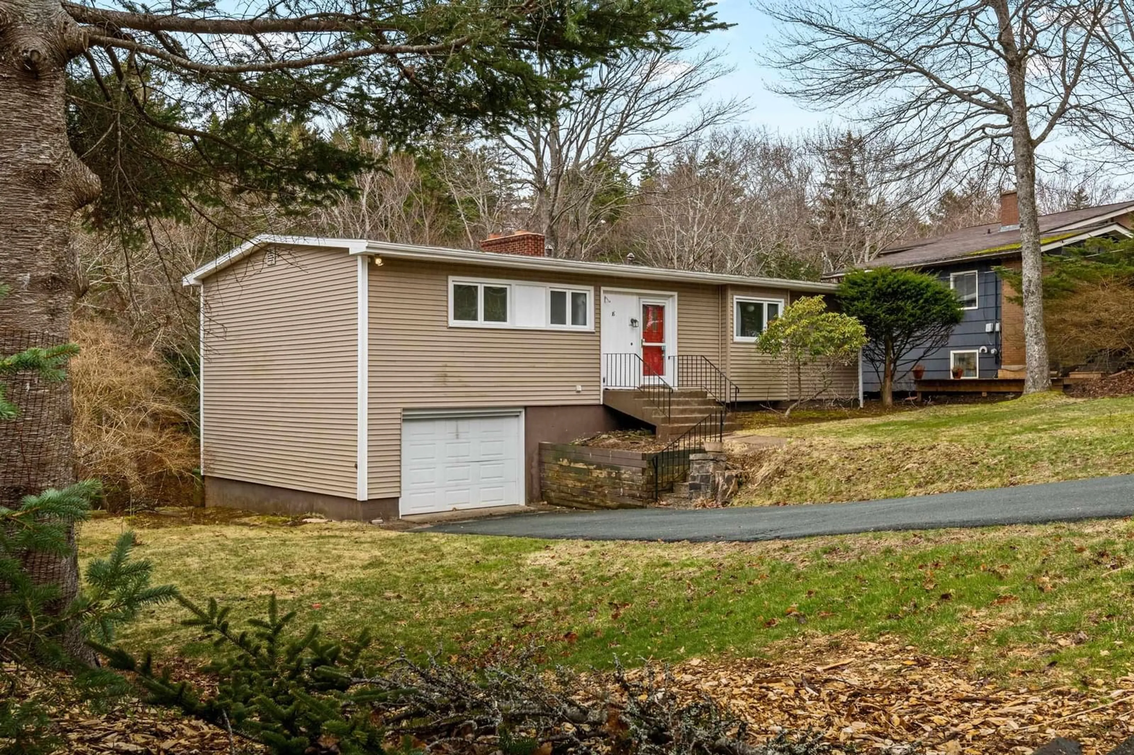 Home with vinyl exterior material, street for 16 Glenn Dr, Halifax Nova Scotia B3M 2B9