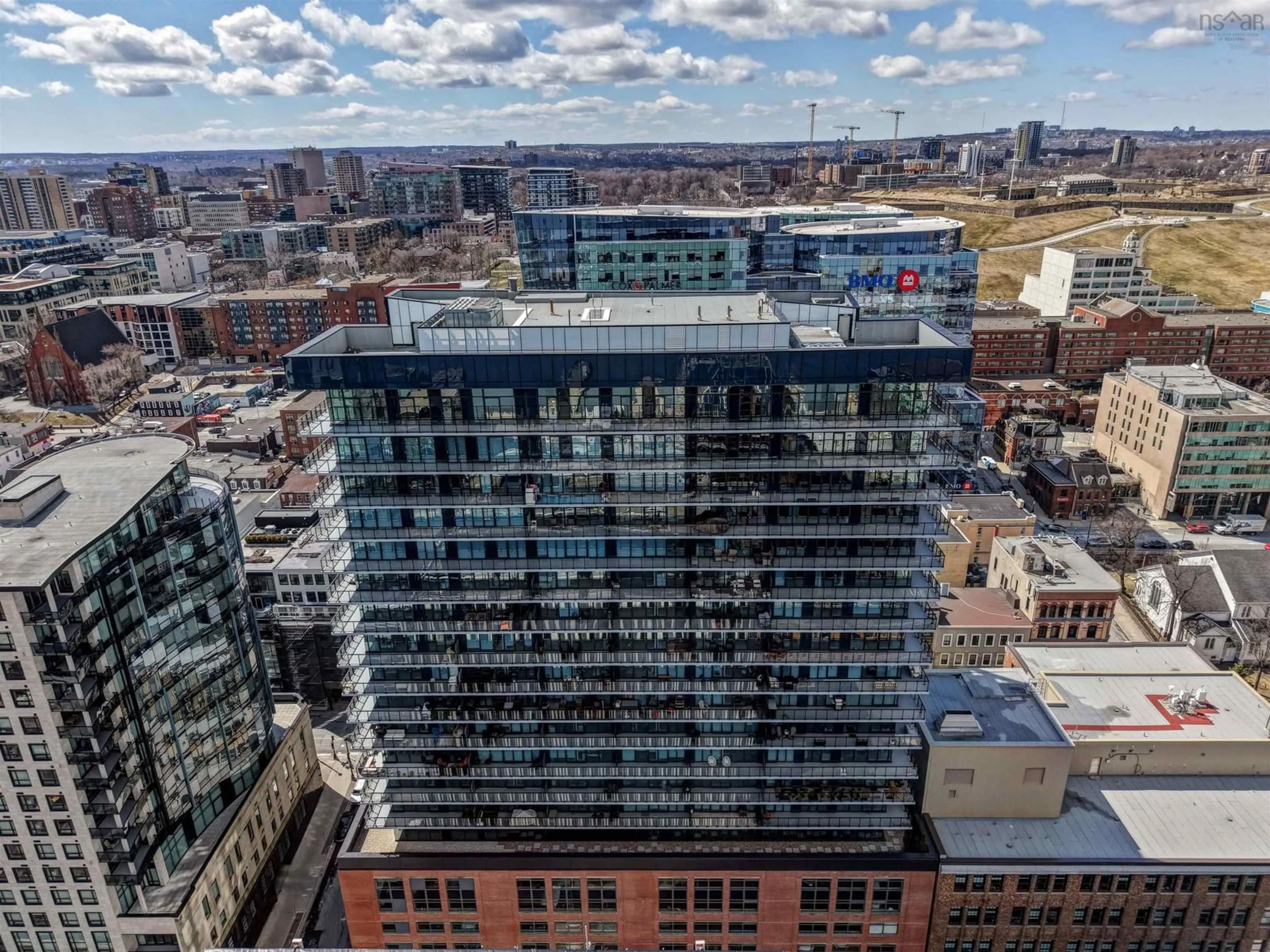 A pic from outside/outdoor area/front of a property/back of a property/a pic from drone, city buildings view from balcony for 1650 Granville St #1705, Halifax Nova Scotia B3J 0E1