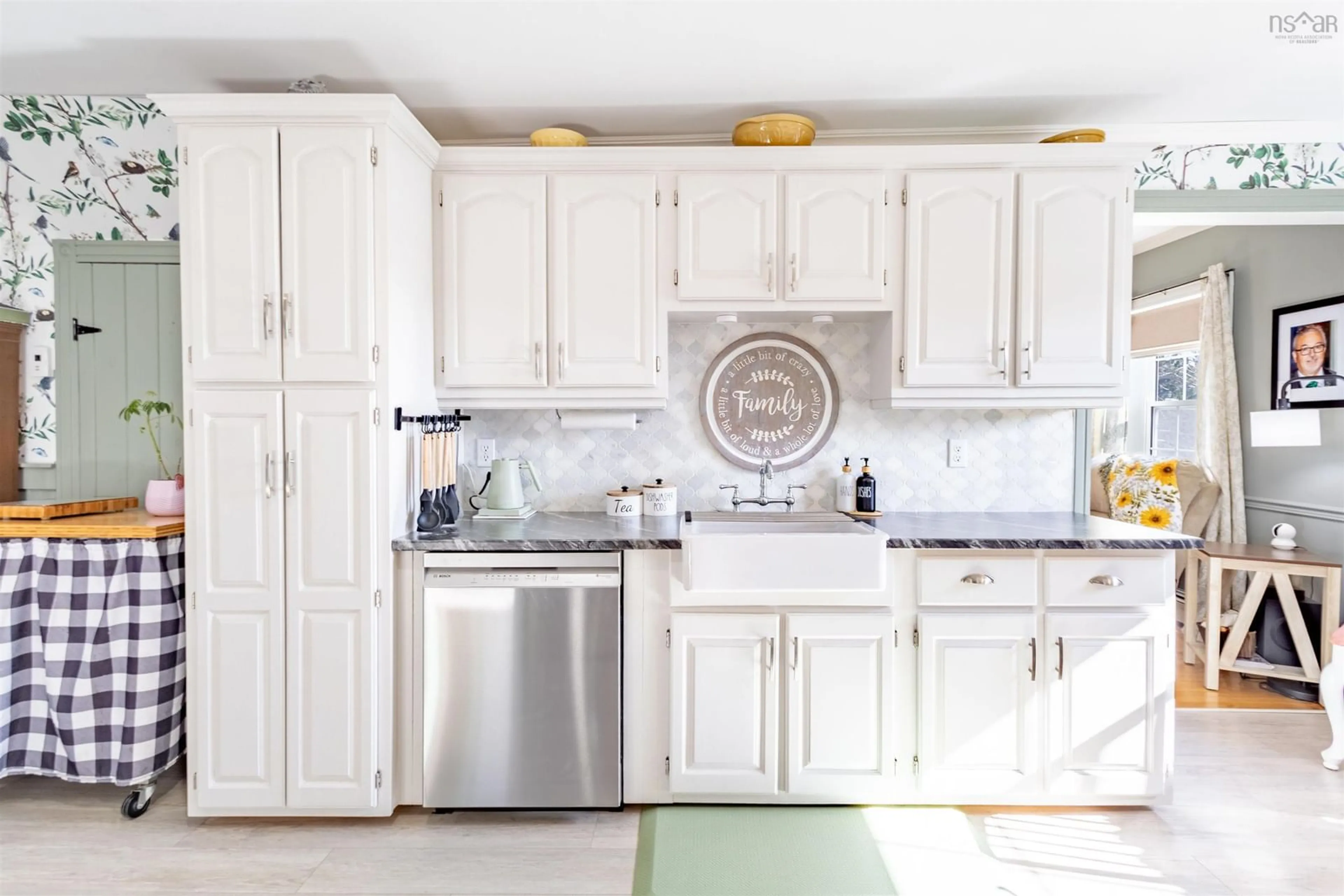 Open concept kitchen, ceramic/tile floor for 1785 West Big Intervale Rd, Margaree Centre Nova Scotia B0E 1Z0