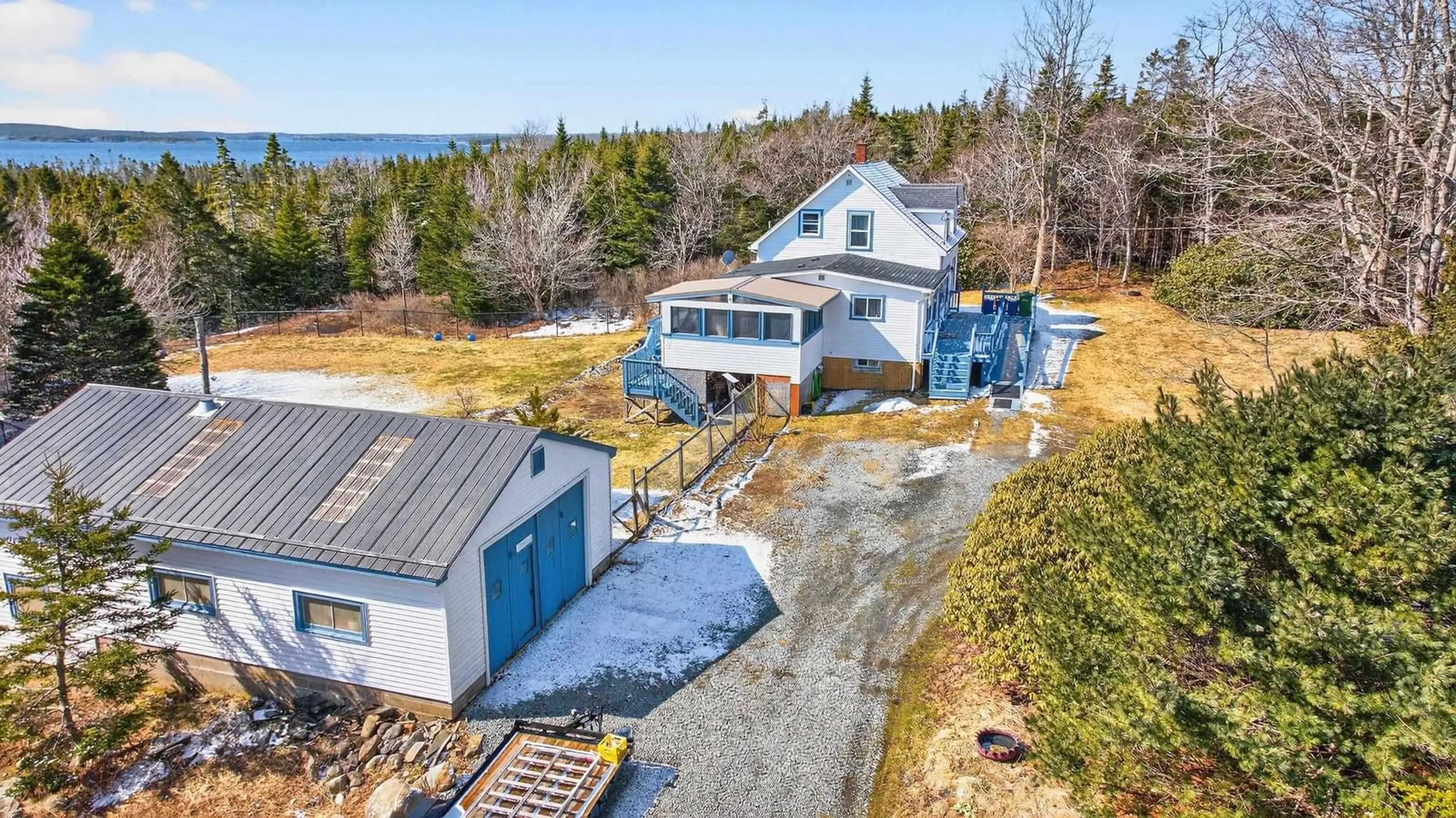 A pic from outside/outdoor area/front of a property/back of a property/a pic from drone, water/lake/river/ocean view for 15682 7 Hwy, East Ship Harbour Nova Scotia B0J 3H0