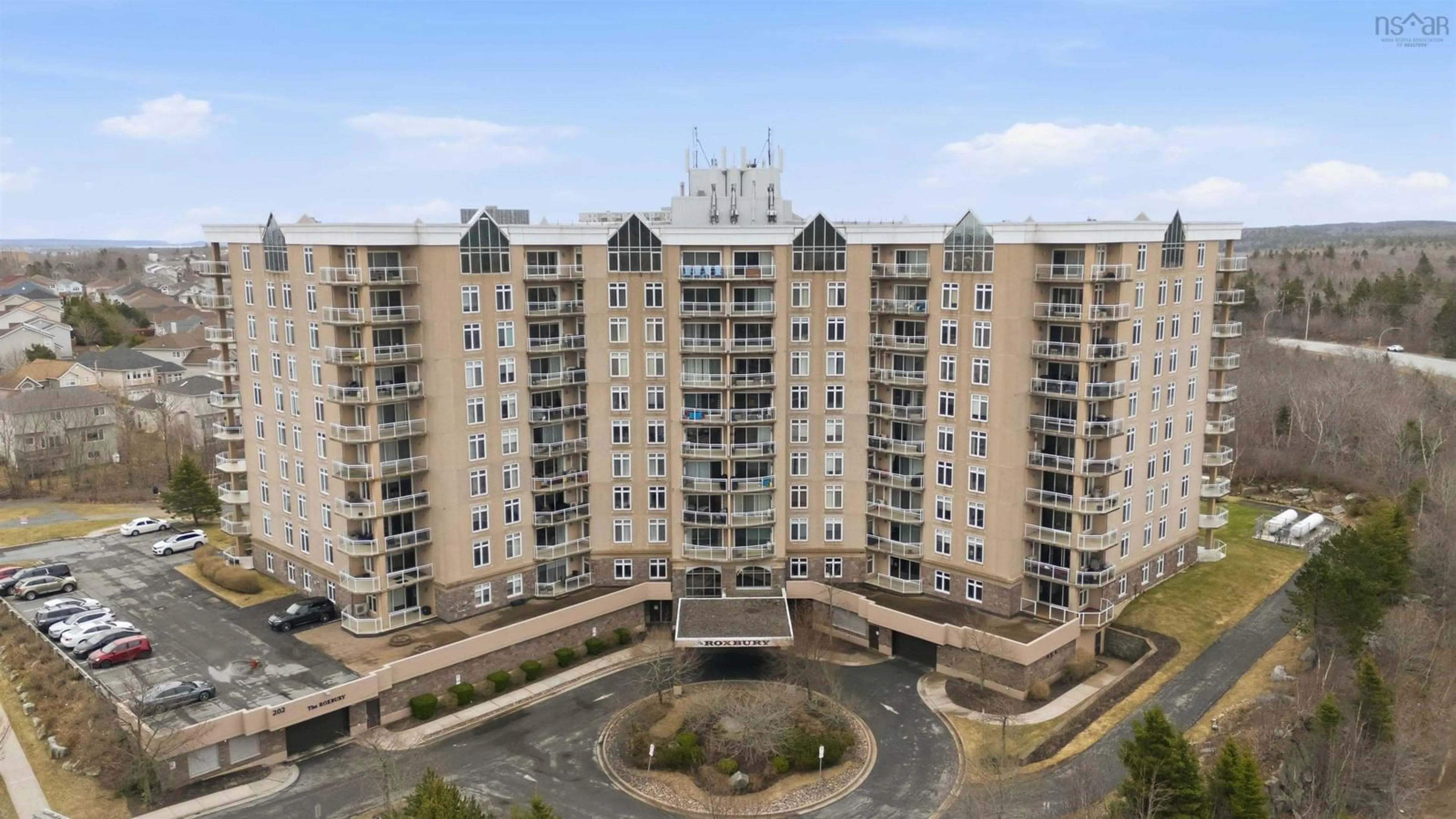 A pic from outside/outdoor area/front of a property/back of a property/a pic from drone, city buildings view from balcony for 202 Walter Havill Dr #112, Halifax Nova Scotia B3N 3J4