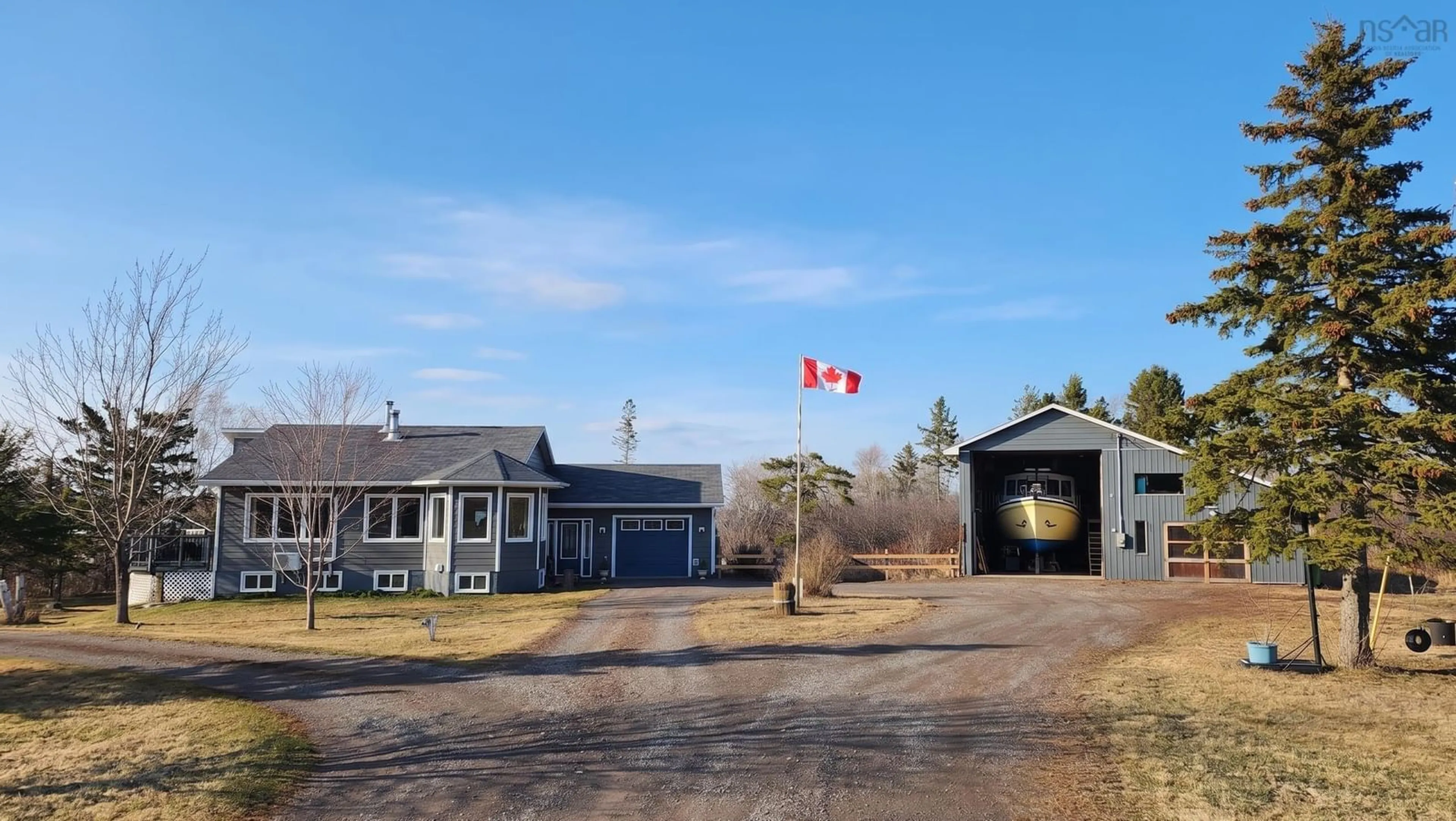 A pic from outside/outdoor area/front of a property/back of a property/a pic from drone, street for 615 New Rd, Melville Nova Scotia B0K 1N0