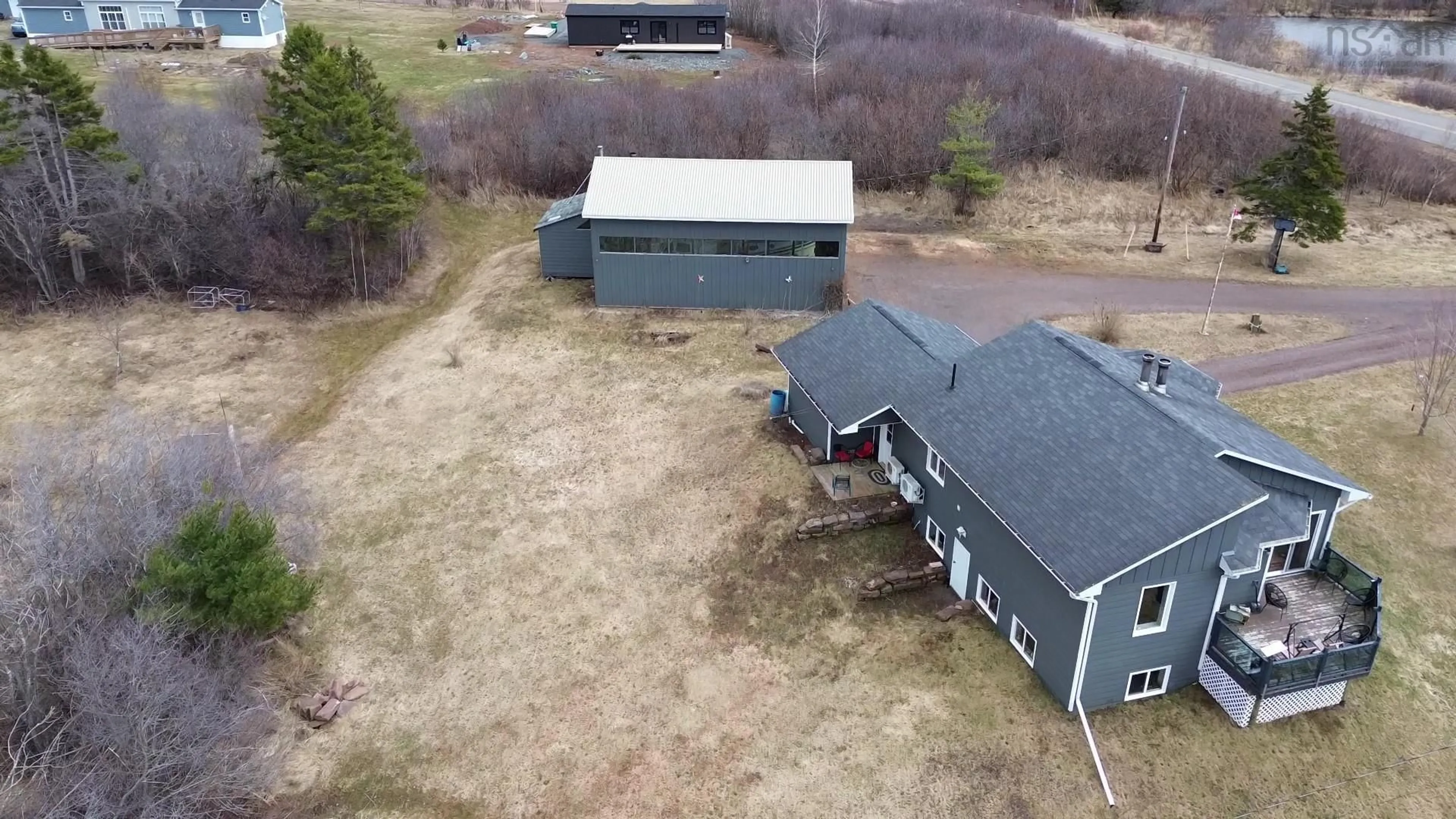 A pic from outside/outdoor area/front of a property/back of a property/a pic from drone, building for 615 New Rd, Melville Nova Scotia B0K 1N0