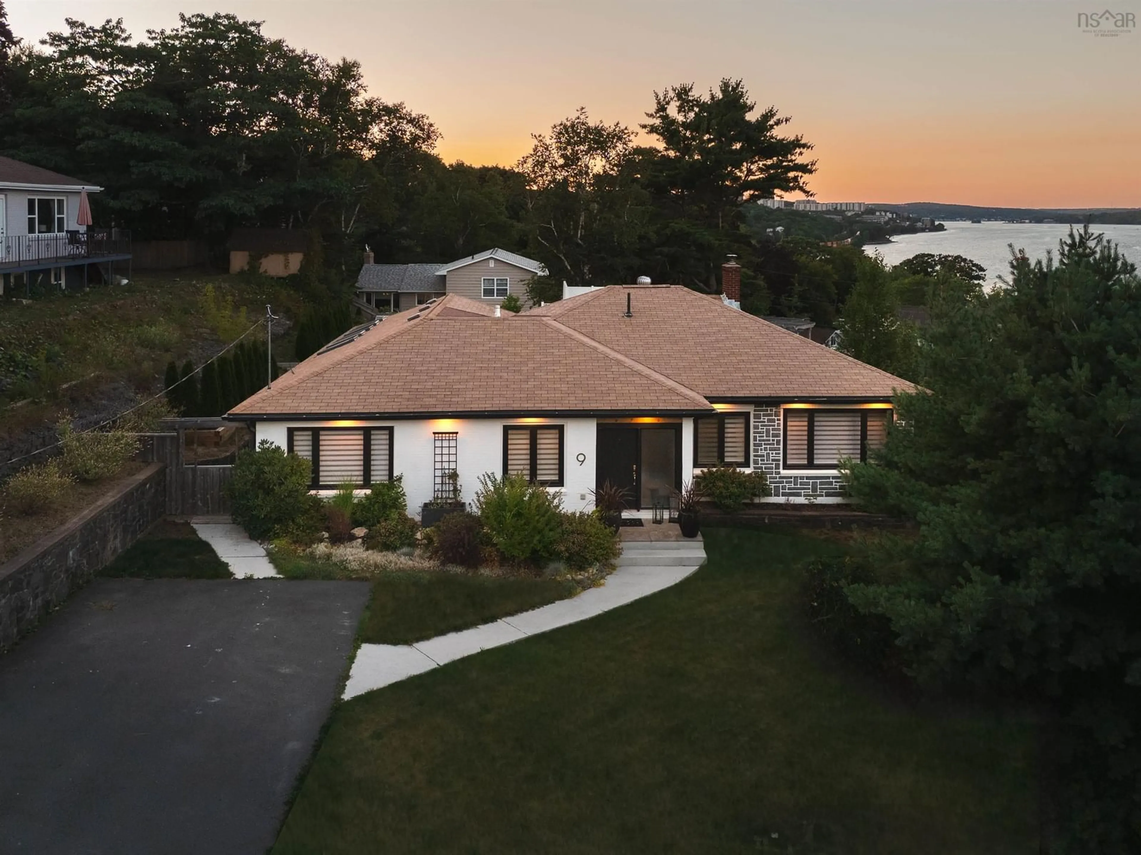 A pic from outside/outdoor area/front of a property/back of a property/a pic from drone, water/lake/river/ocean view for 9 Lynwood Dr, Halifax Nova Scotia B3M 1Y8