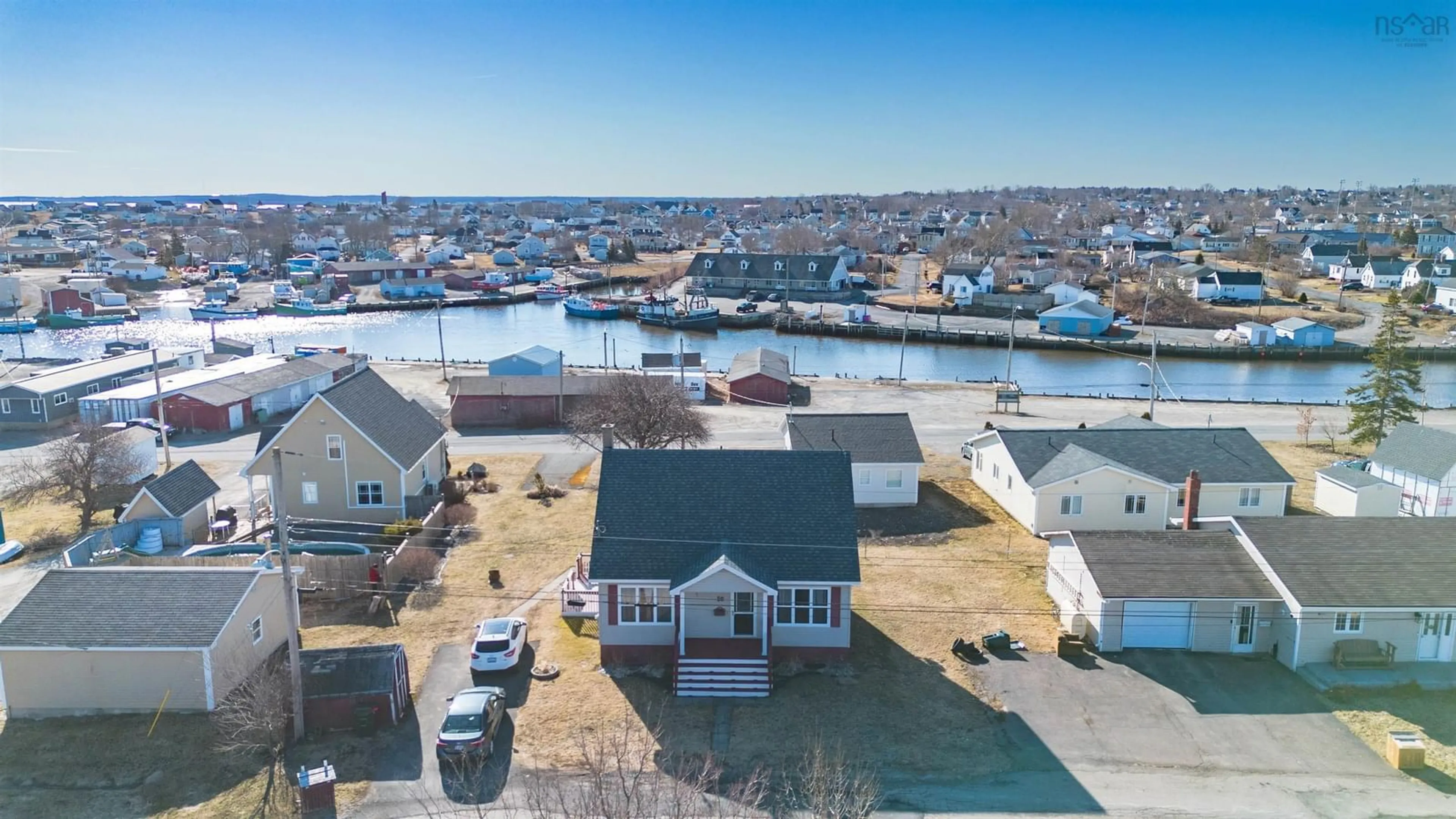 A pic from outside/outdoor area/front of a property/back of a property/a pic from drone, water/lake/river/ocean view for 50 Duncan St, Glace Bay Nova Scotia B1A 2L6
