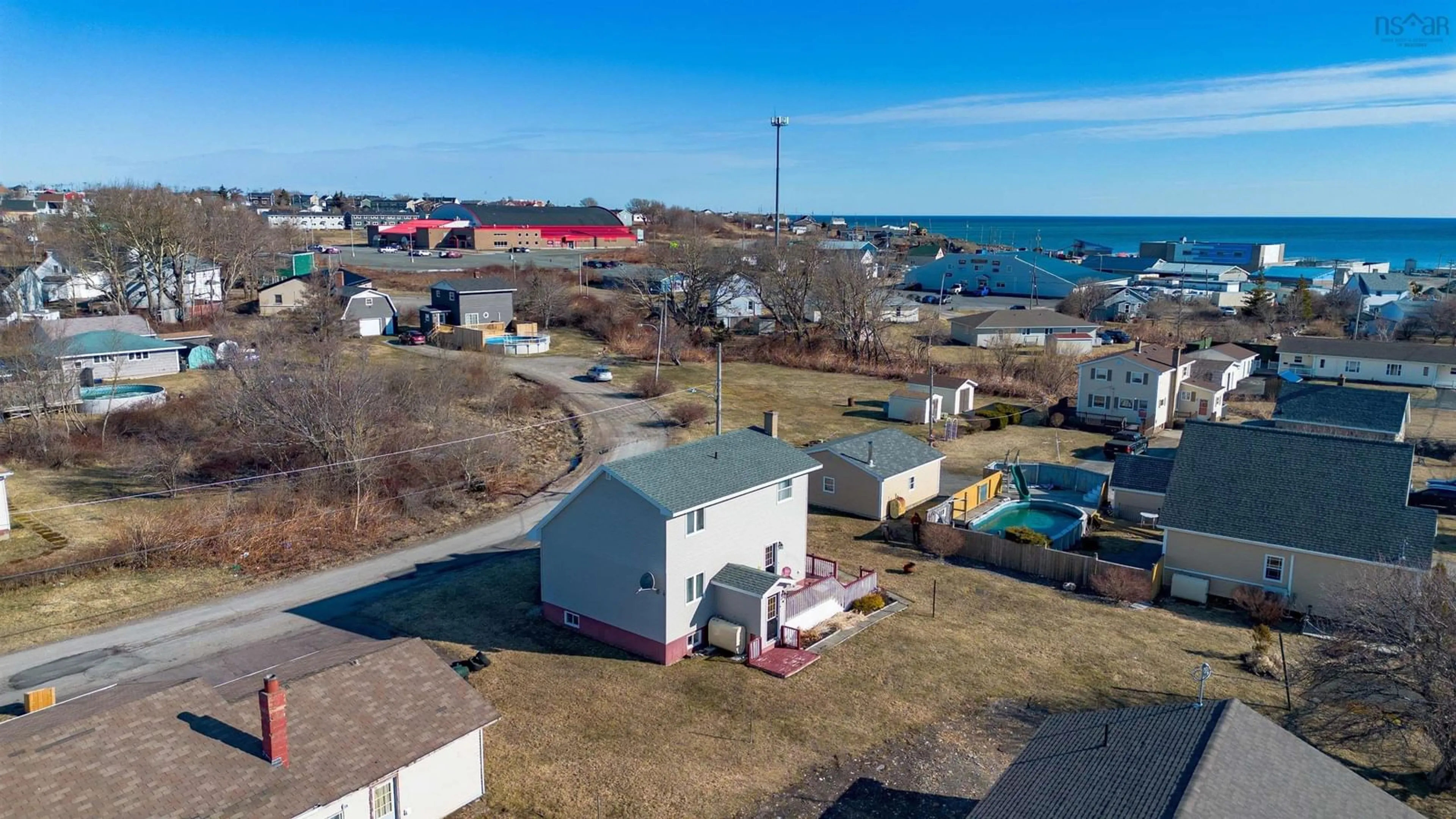 A pic from outside/outdoor area/front of a property/back of a property/a pic from drone, water/lake/river/ocean view for 50 Duncan St, Glace Bay Nova Scotia B1A 2L6