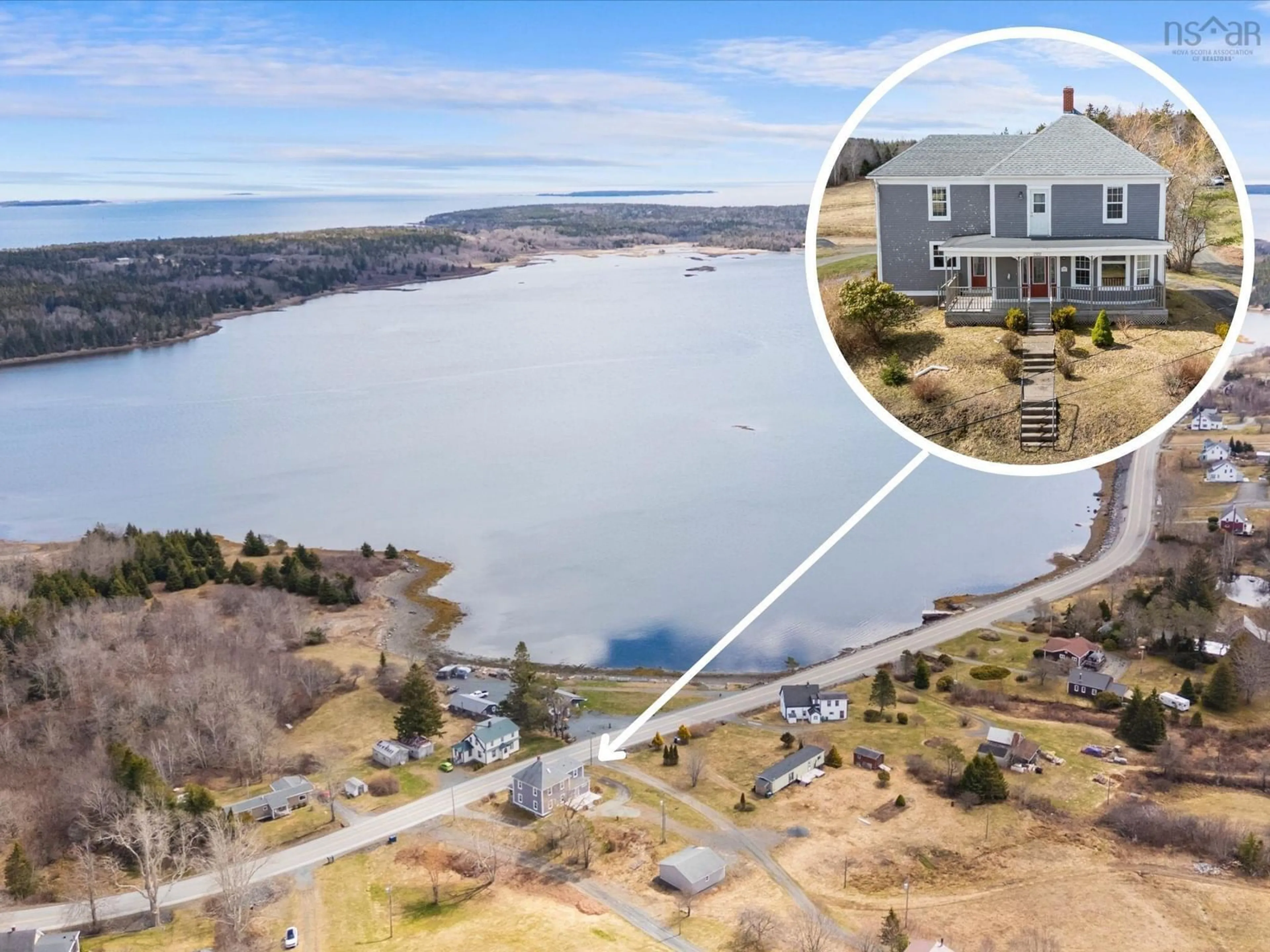 A pic from outside/outdoor area/front of a property/back of a property/a pic from drone, water/lake/river/ocean view for 2702 332 Hwy, Bayport Nova Scotia B0J 2X0