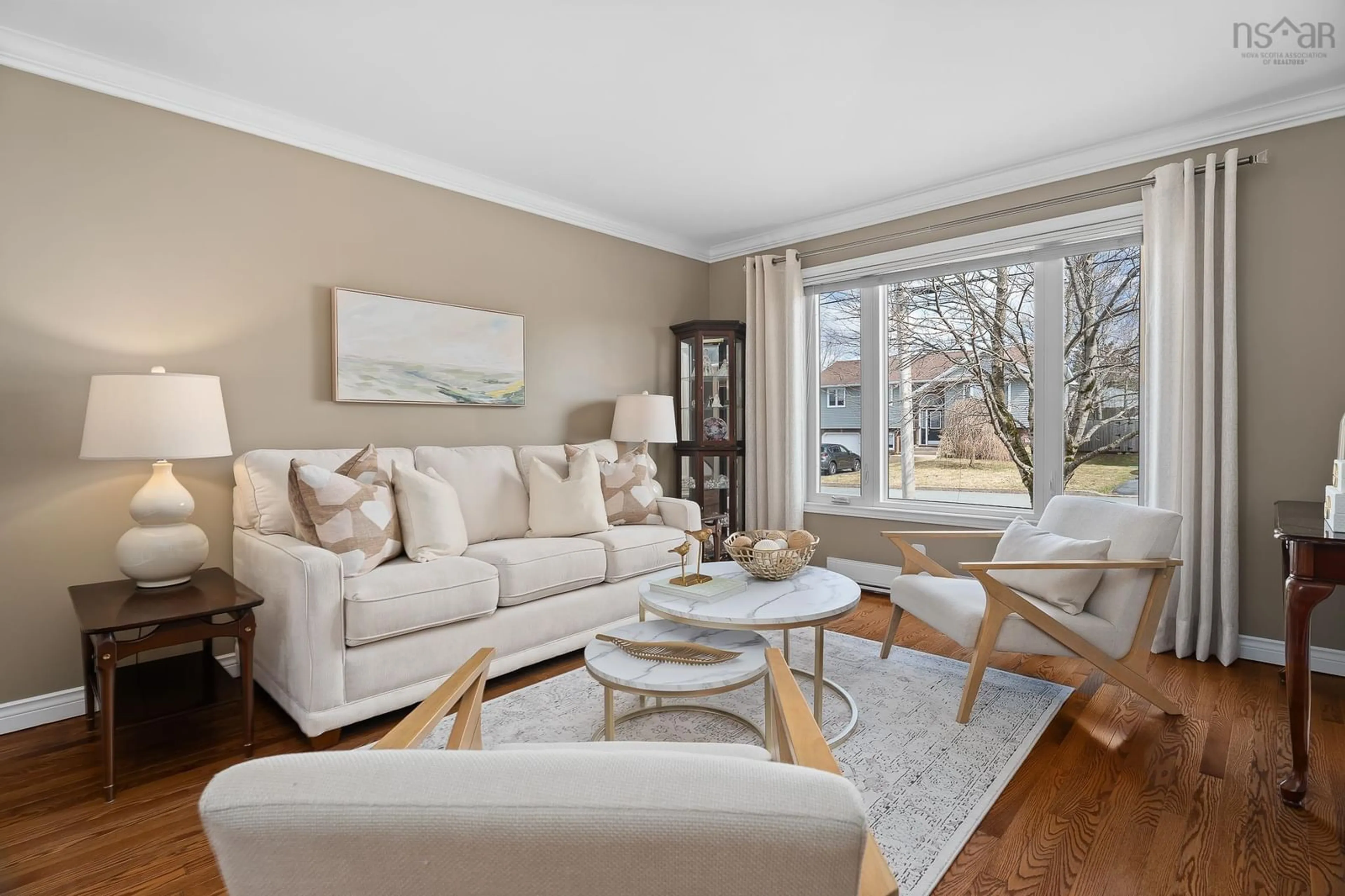 Living room with furniture, wood/laminate floor for 8 Capistrano Dr, Dartmouth Nova Scotia B2X 3N4