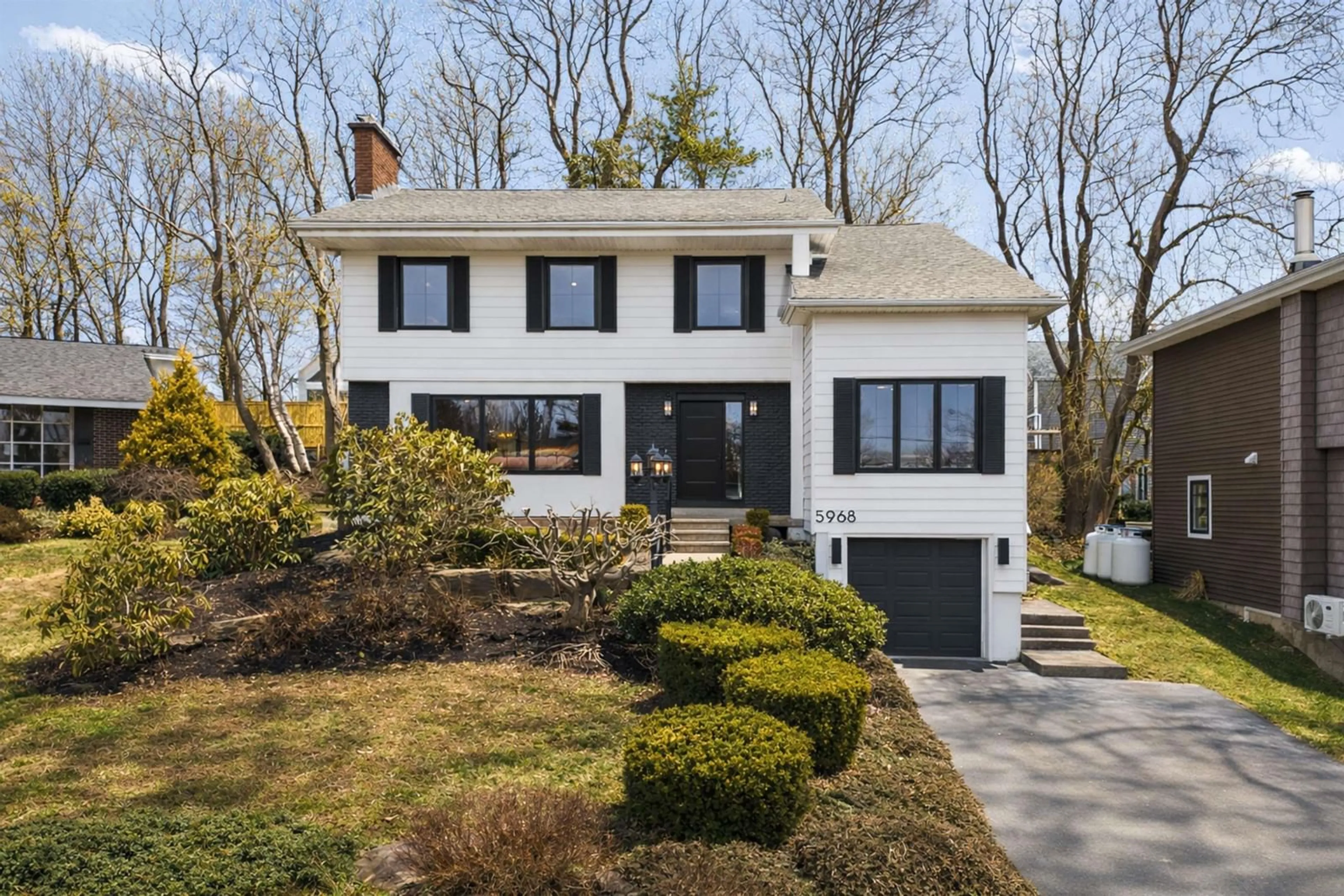 Home with vinyl exterior material, street for 5968 Campbell Dr, Halifax Nova Scotia B3H 1E3