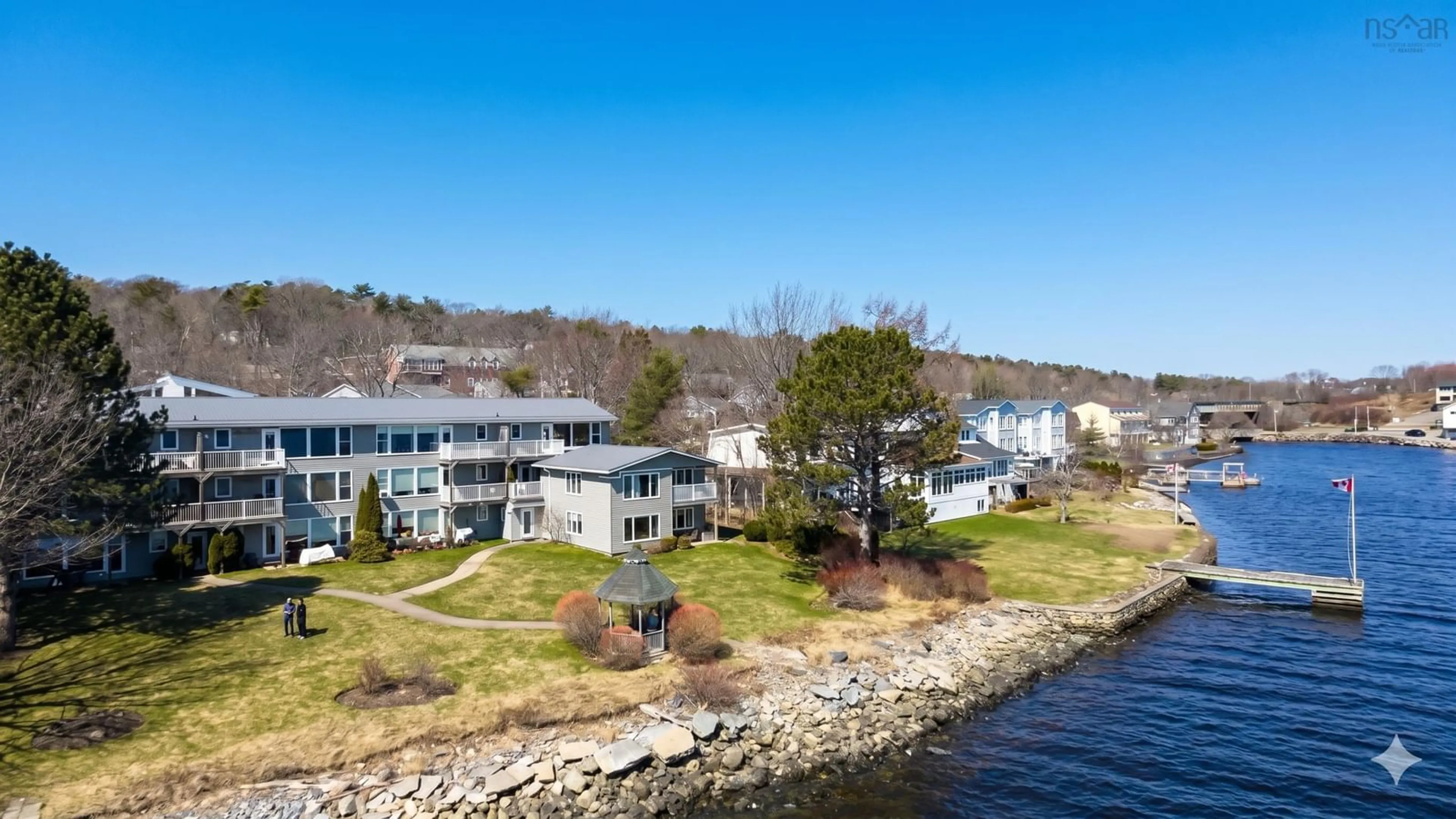 A pic from outside/outdoor area/front of a property/back of a property/a pic from drone, water/lake/river/ocean view for 403 Shore Dr #1, Bedford Nova Scotia B4A 2C7