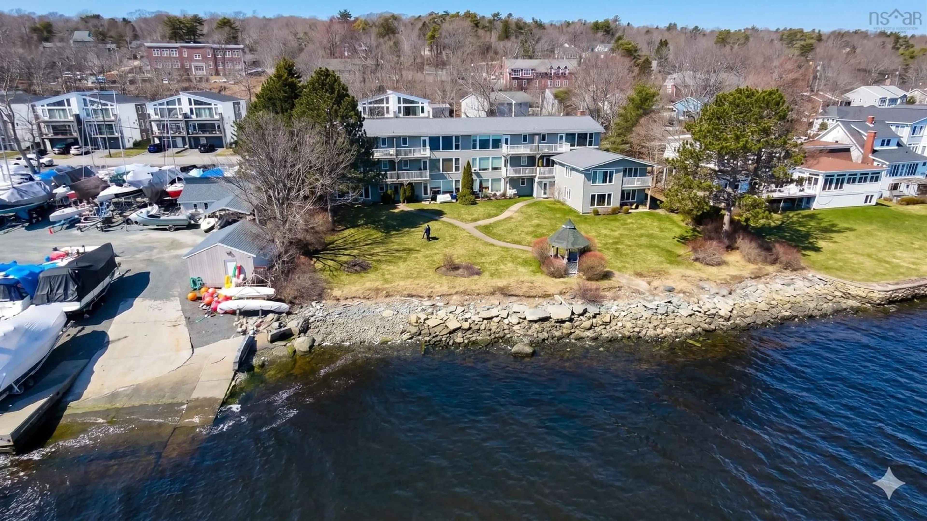 A pic from outside/outdoor area/front of a property/back of a property/a pic from drone, water/lake/river/ocean view for 403 Shore Dr #1, Bedford Nova Scotia B4A 2C7