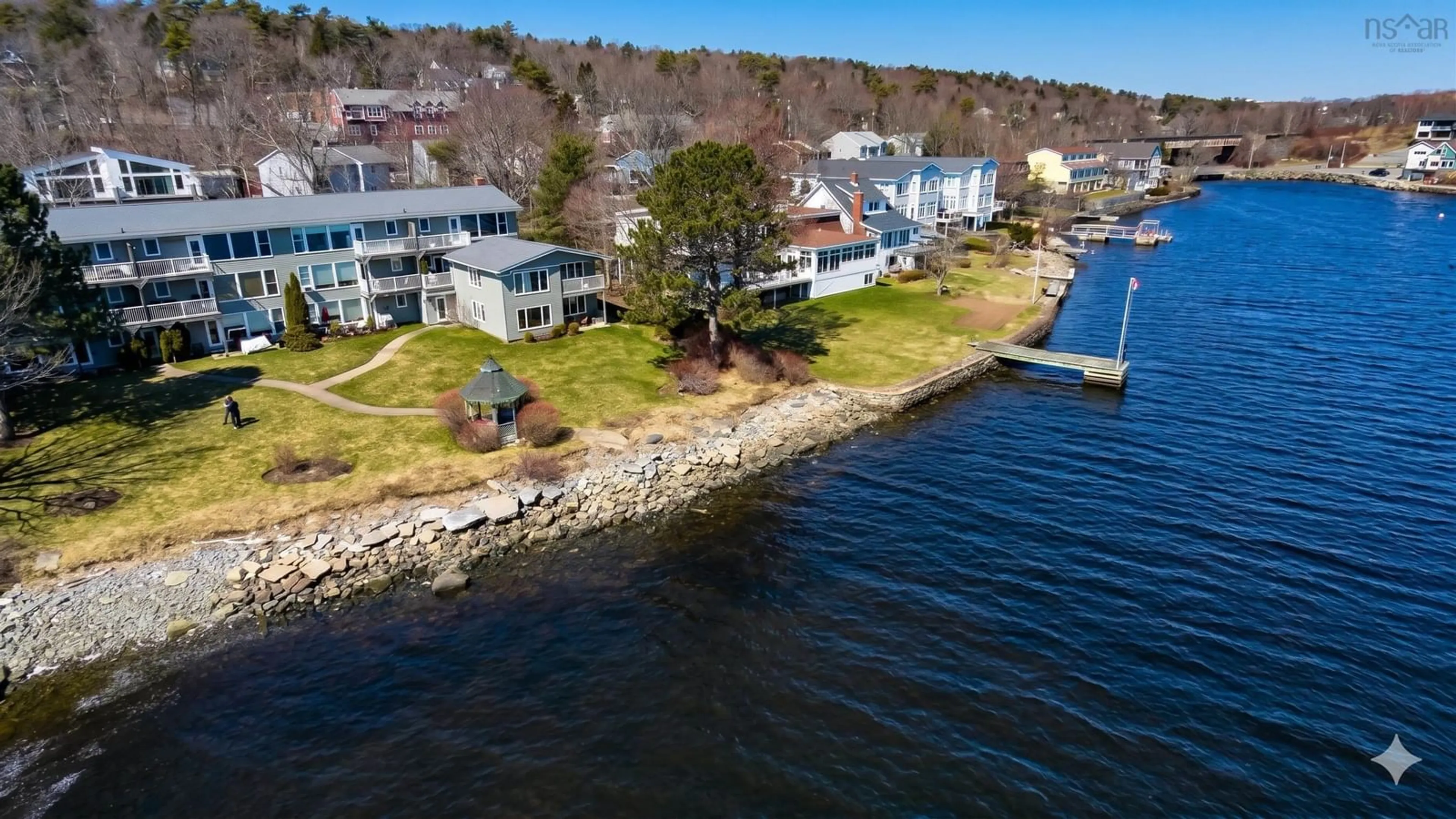 A pic from outside/outdoor area/front of a property/back of a property/a pic from drone, water/lake/river/ocean view for 403 Shore Dr #1, Bedford Nova Scotia B4A 2C7