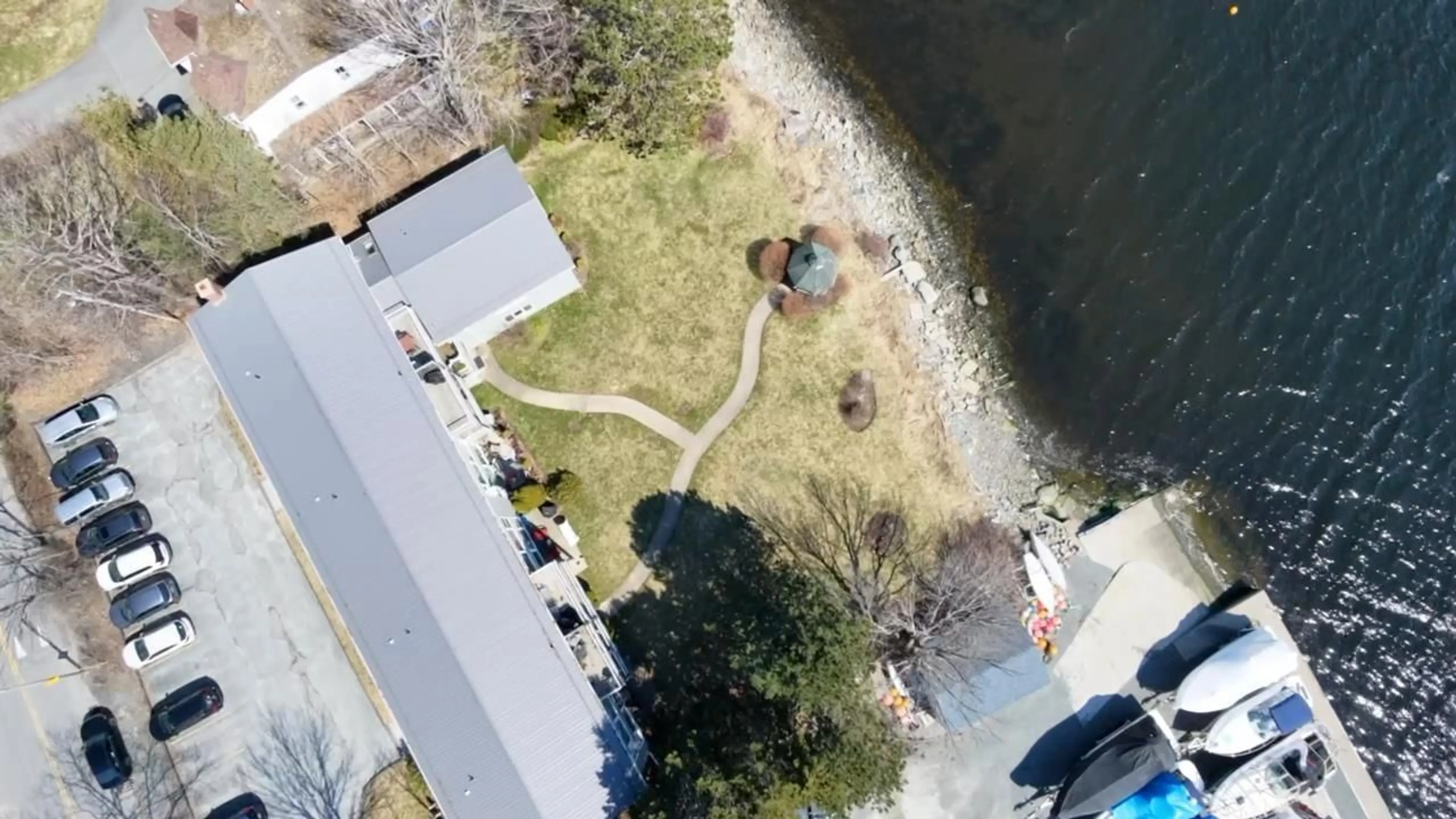 A pic from outside/outdoor area/front of a property/back of a property/a pic from drone, water/lake/river/ocean view for 403 Shore Dr #1, Bedford Nova Scotia B4A 2C7