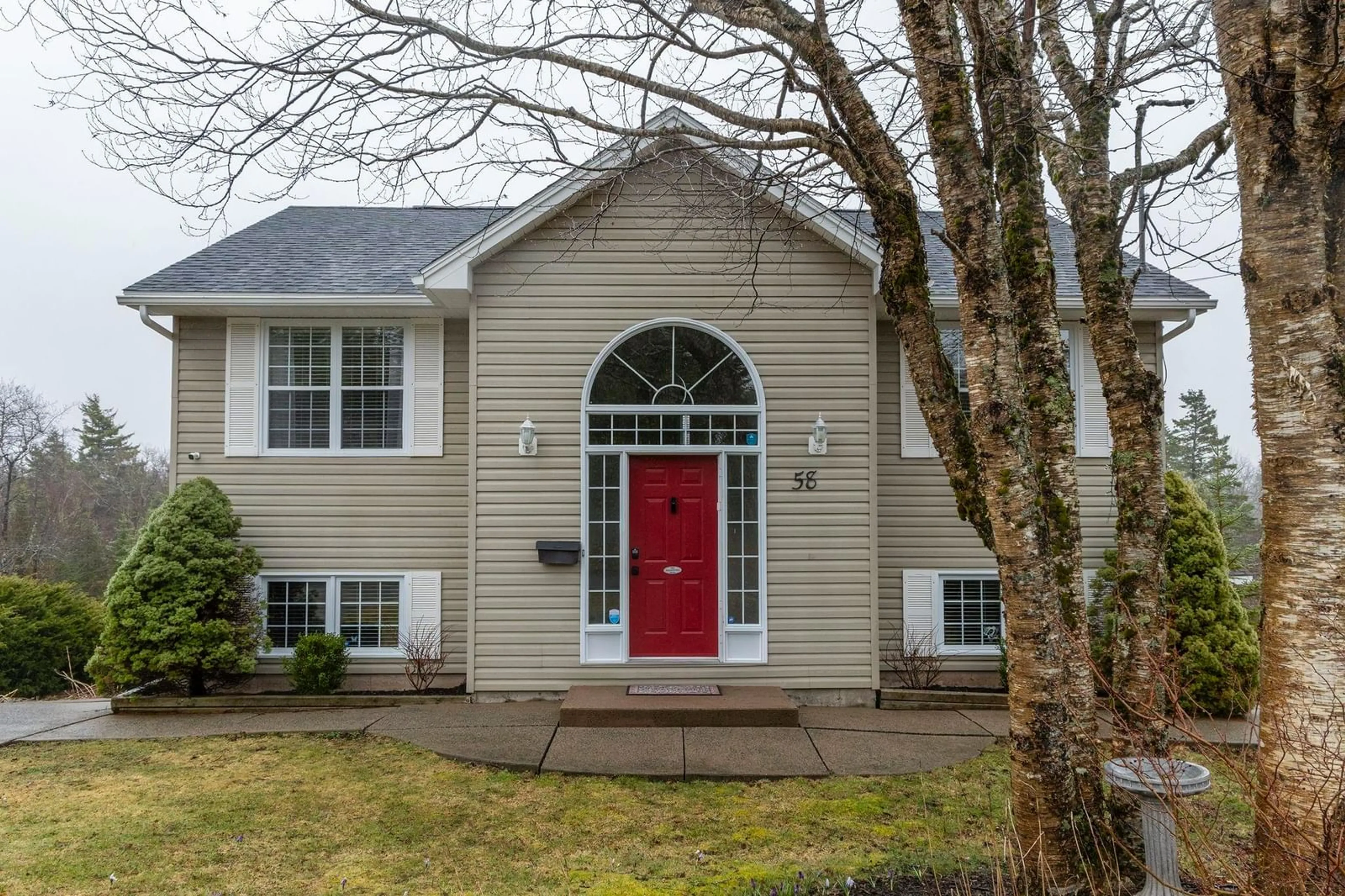 Home with vinyl exterior material, street for 58 Riverwood Dr, Timberlea Nova Scotia B3T 1C7