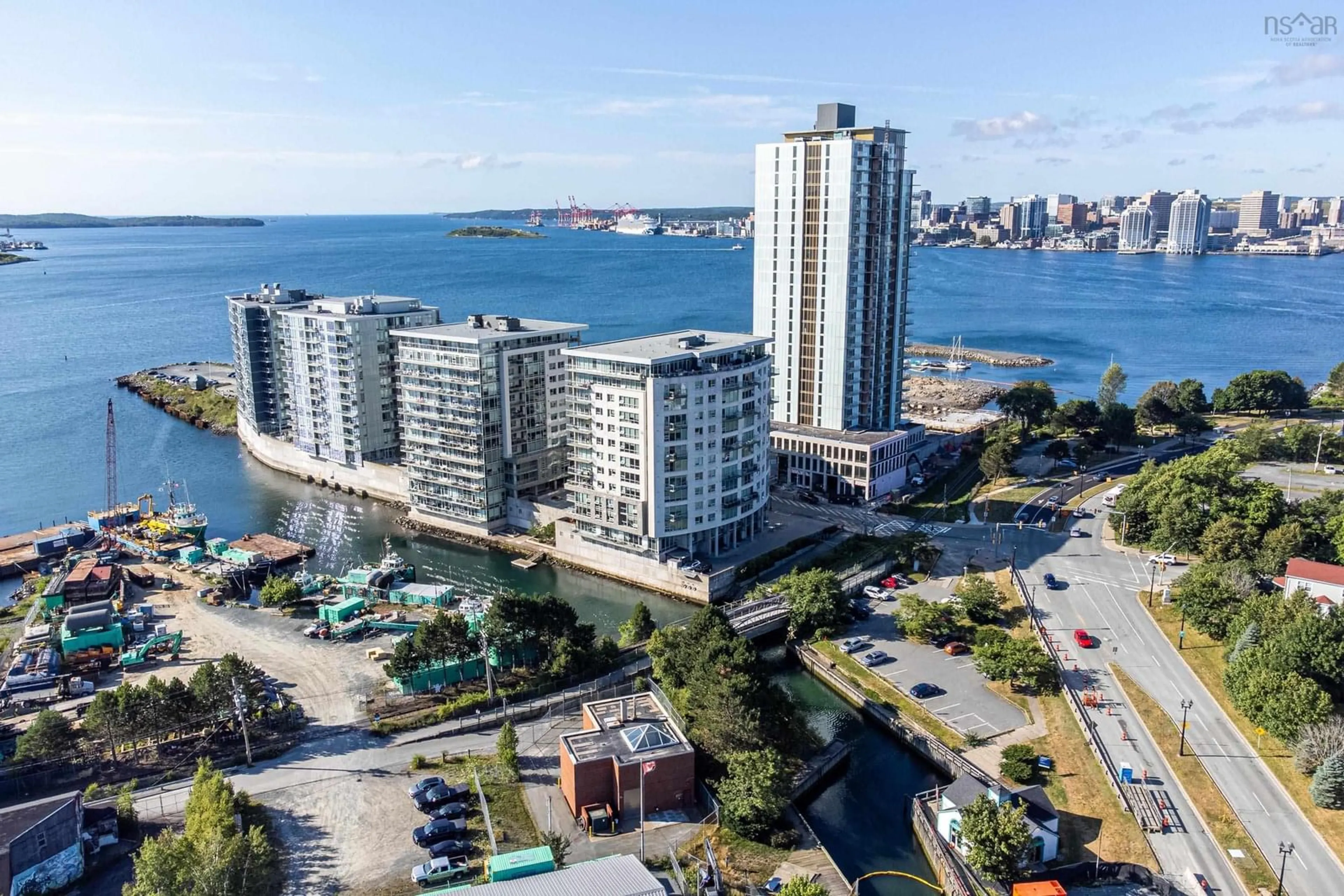 A pic from outside/outdoor area/front of a property/back of a property/a pic from drone, water/lake/river/ocean view for 15 Kings Wharf Pl #506, Dartmouth Nova Scotia B2Y 0C2