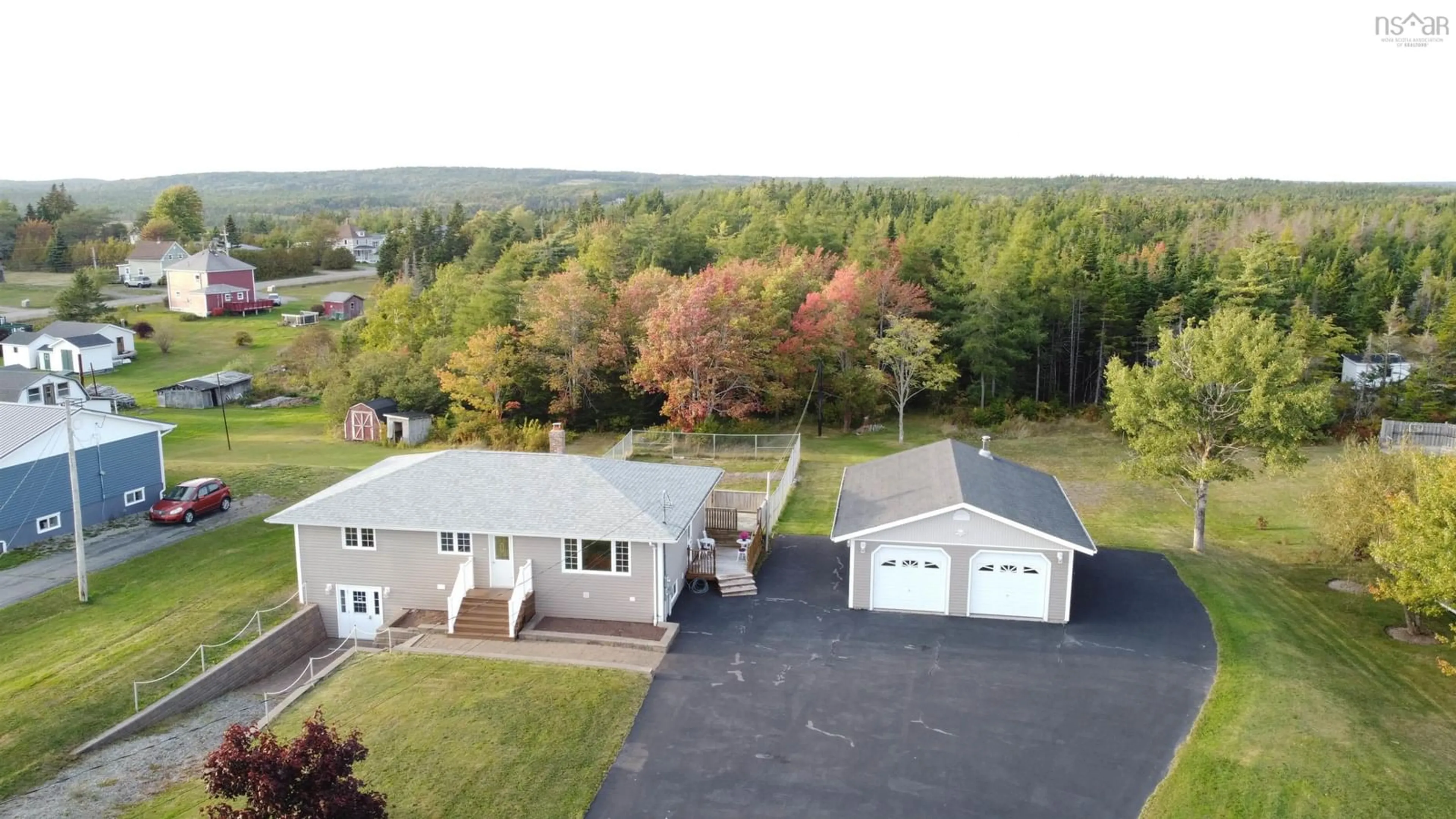 A pic from outside/outdoor area/front of a property/back of a property/a pic from drone, water/lake/river/ocean view for 33 Landry Lane, Louisdale Nova Scotia B0E 1V0