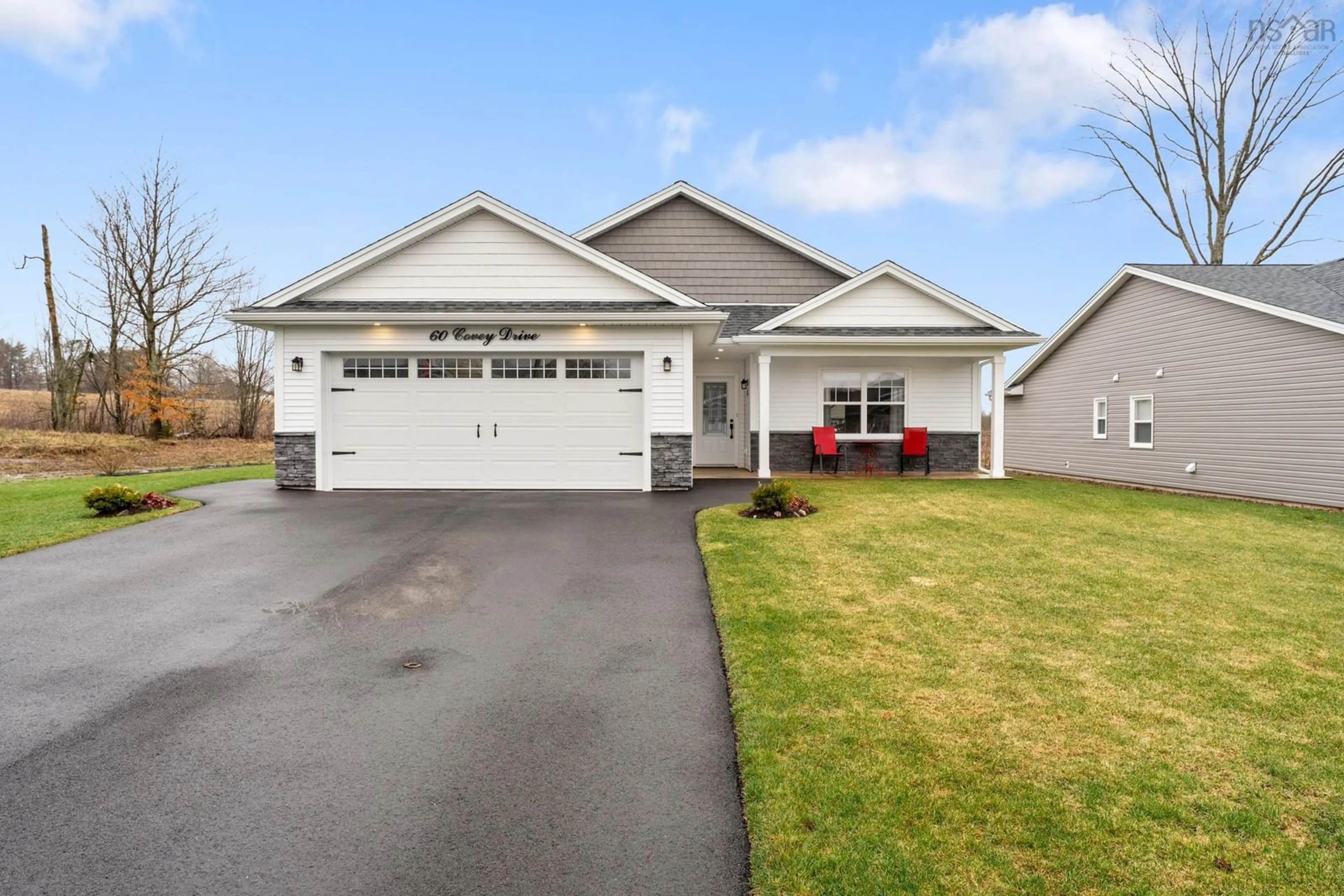 Home with vinyl exterior material, street for 60 Covey Dr, North Kentville Nova Scotia B0N 2T0