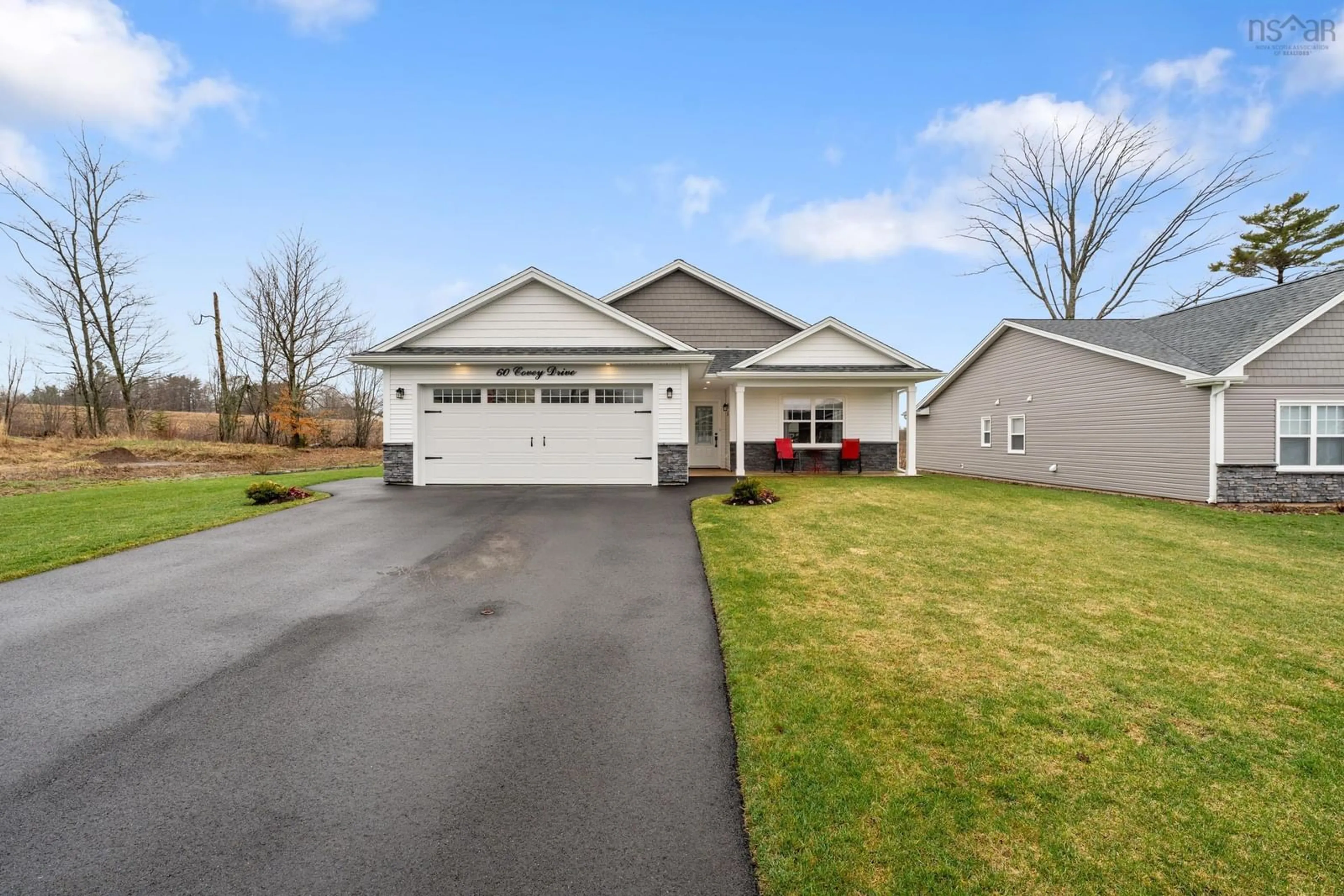 Home with vinyl exterior material, street for 60 Covey Dr, North Kentville Nova Scotia B0N 2T0