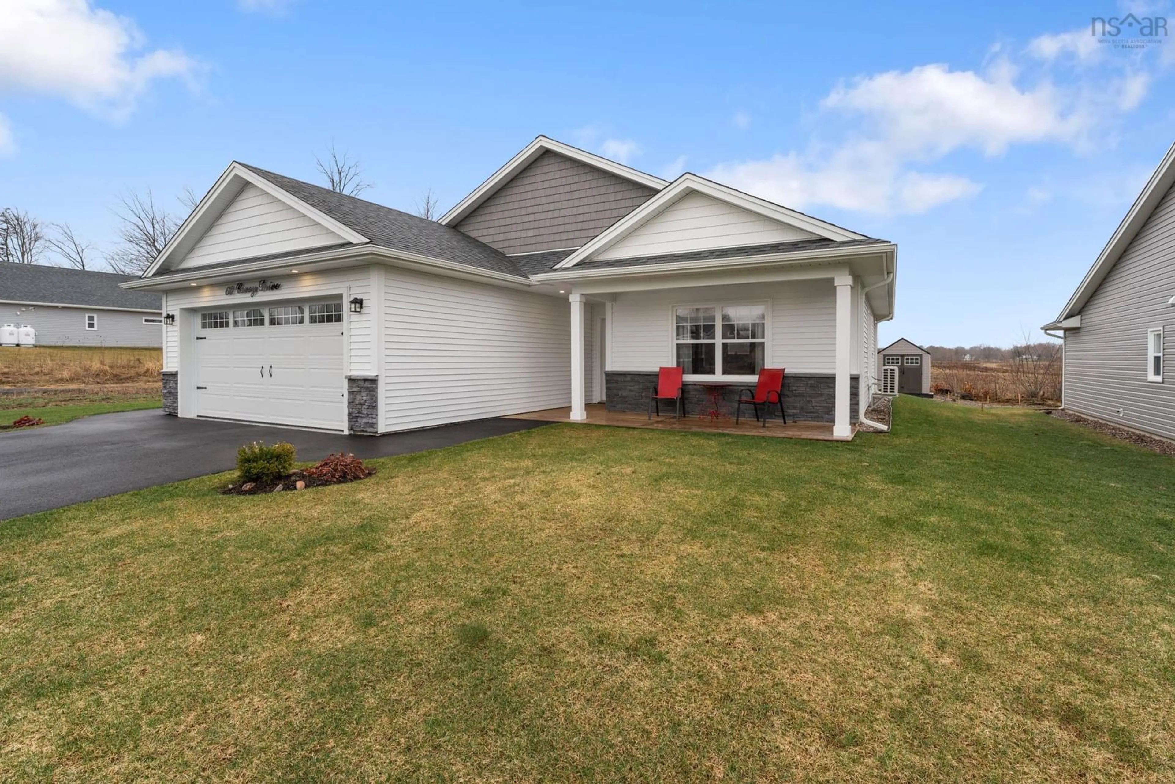 Home with vinyl exterior material, street for 60 Covey Dr, North Kentville Nova Scotia B0N 2T0