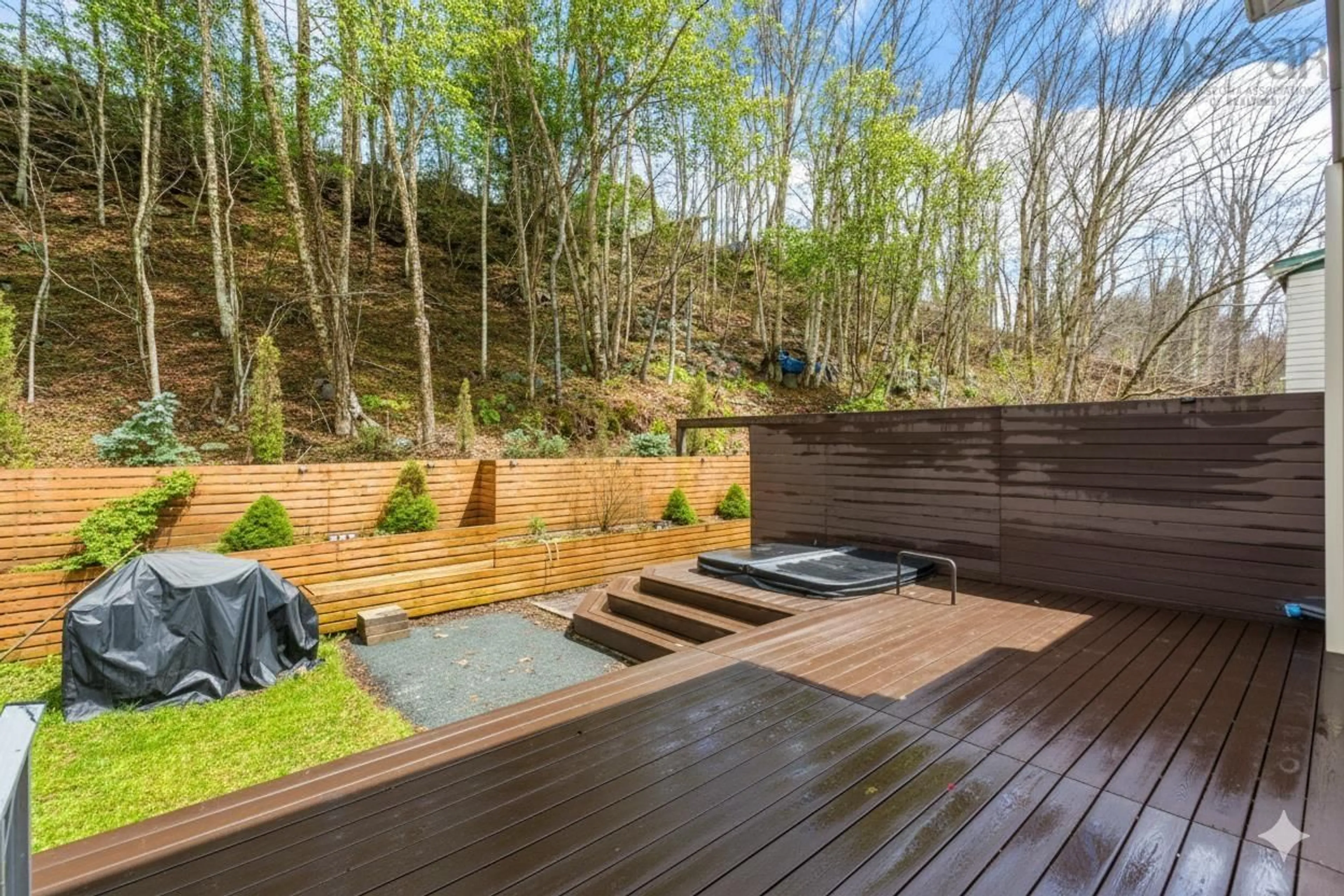 Patio, forest/trees view for 8 & 10 Sailboat Lane, Halifax Nova Scotia B3P 1Y9
