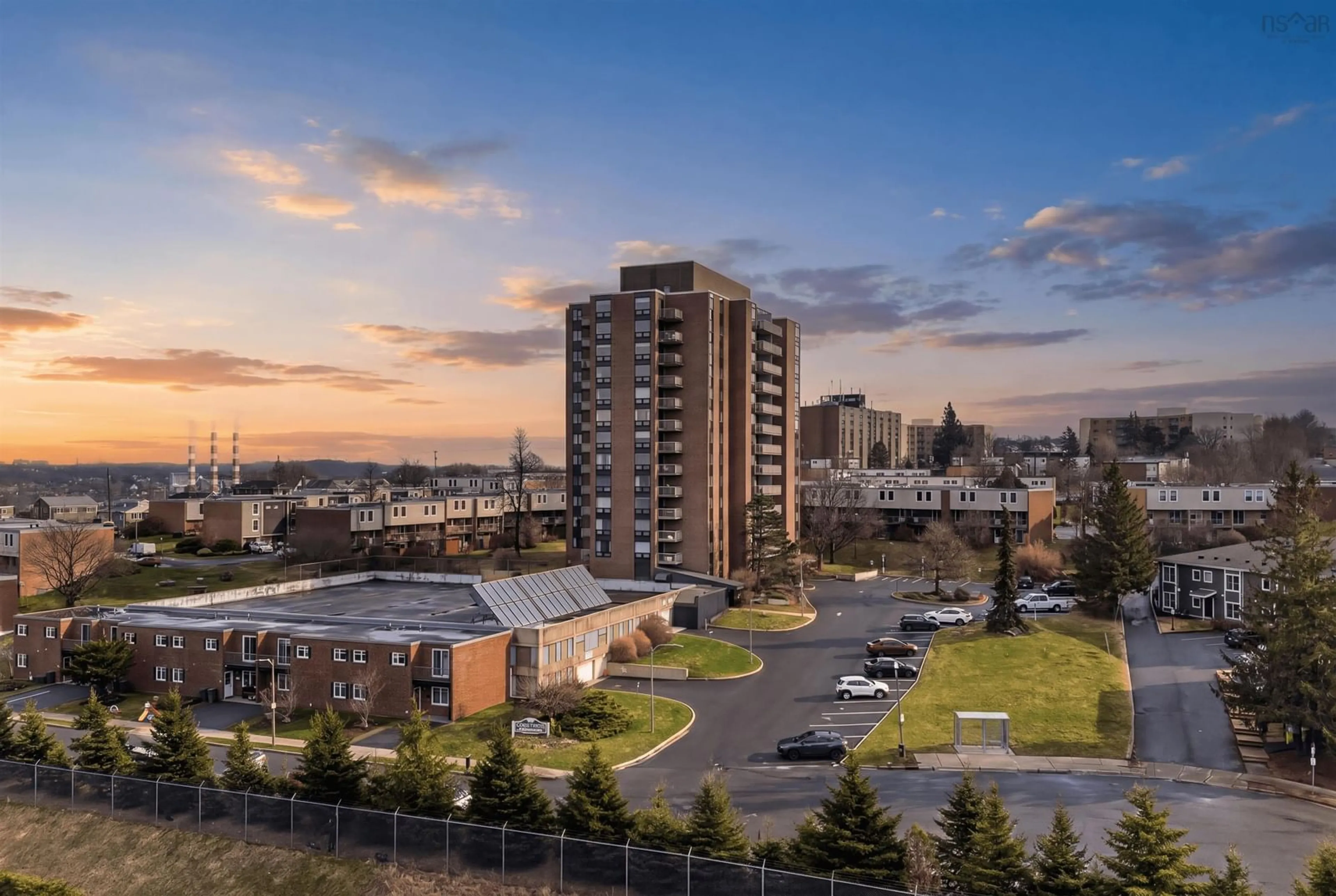 A pic from outside/outdoor area/front of a property/back of a property/a pic from drone, city buildings view from balcony for 5572 North Ridge Rd #303, North End Nova Scotia B3K 5K2