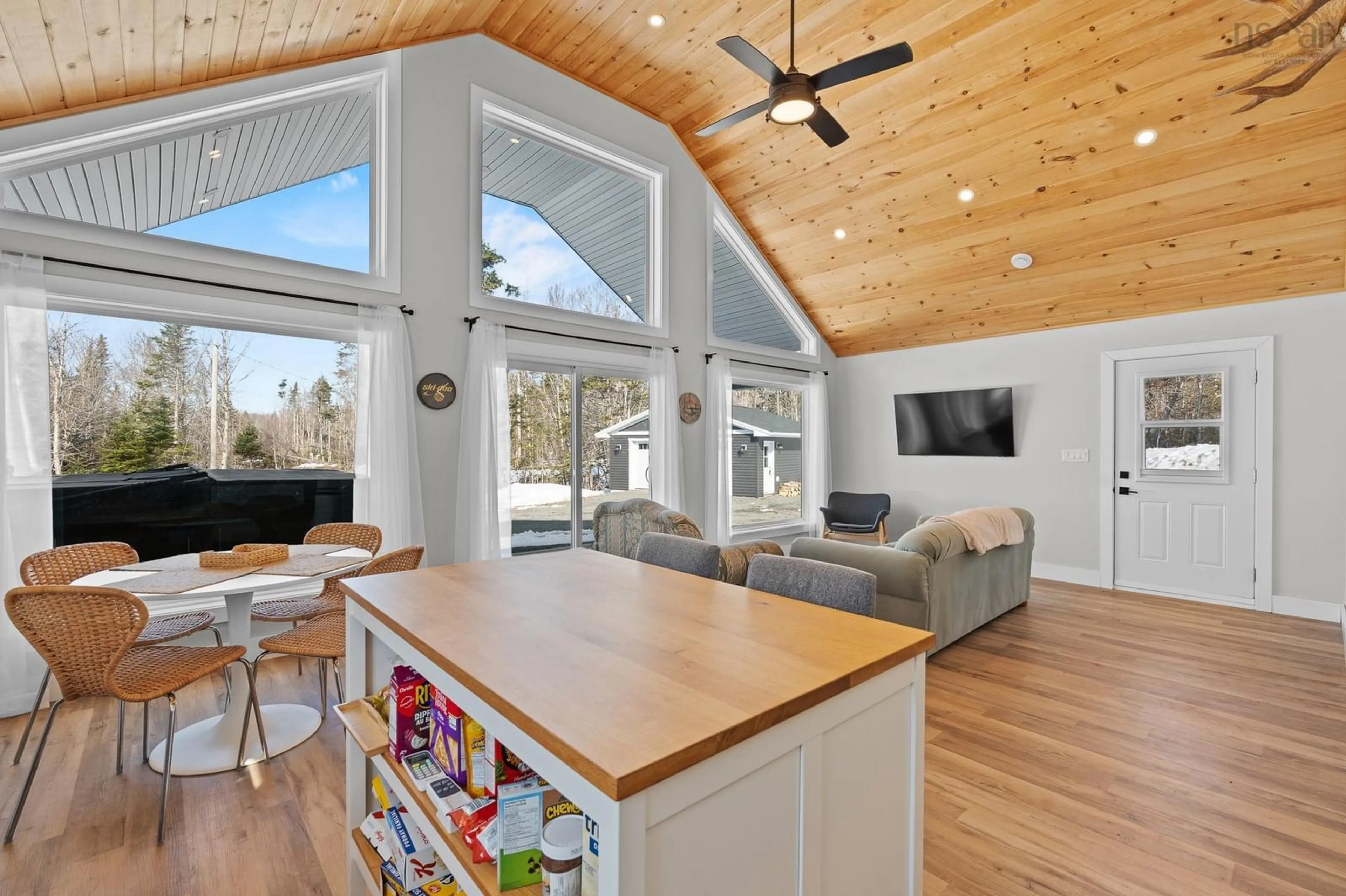 Open concept kitchen, wood/laminate floor for 162 North End Road, Sutherland Lake Nova Scotia B0M 1G0