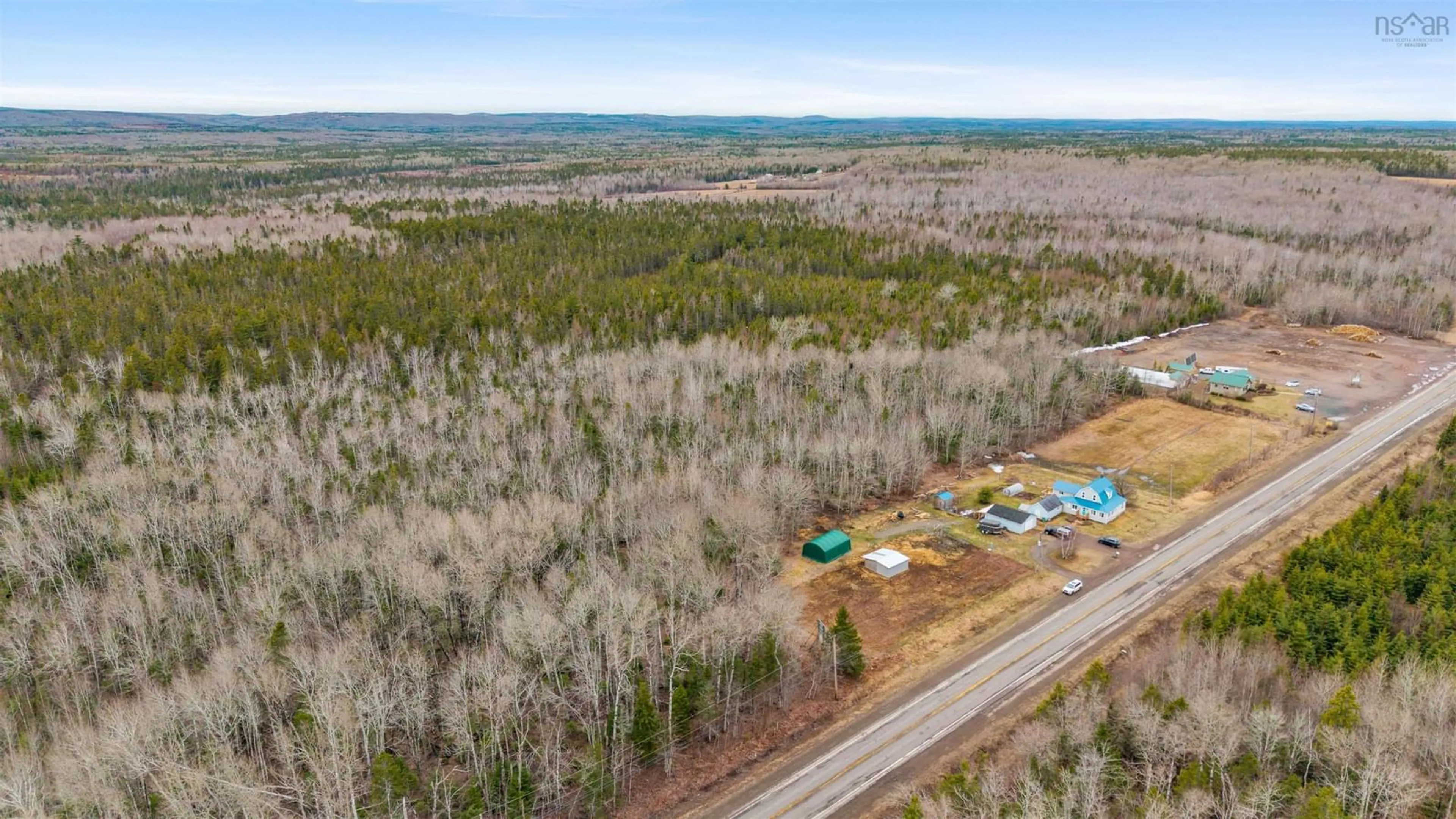 A pic from outside/outdoor area/front of a property/back of a property/a pic from drone, forest/trees view for 12032 Highway 4, West Wentworth Nova Scotia B0M 1Z0