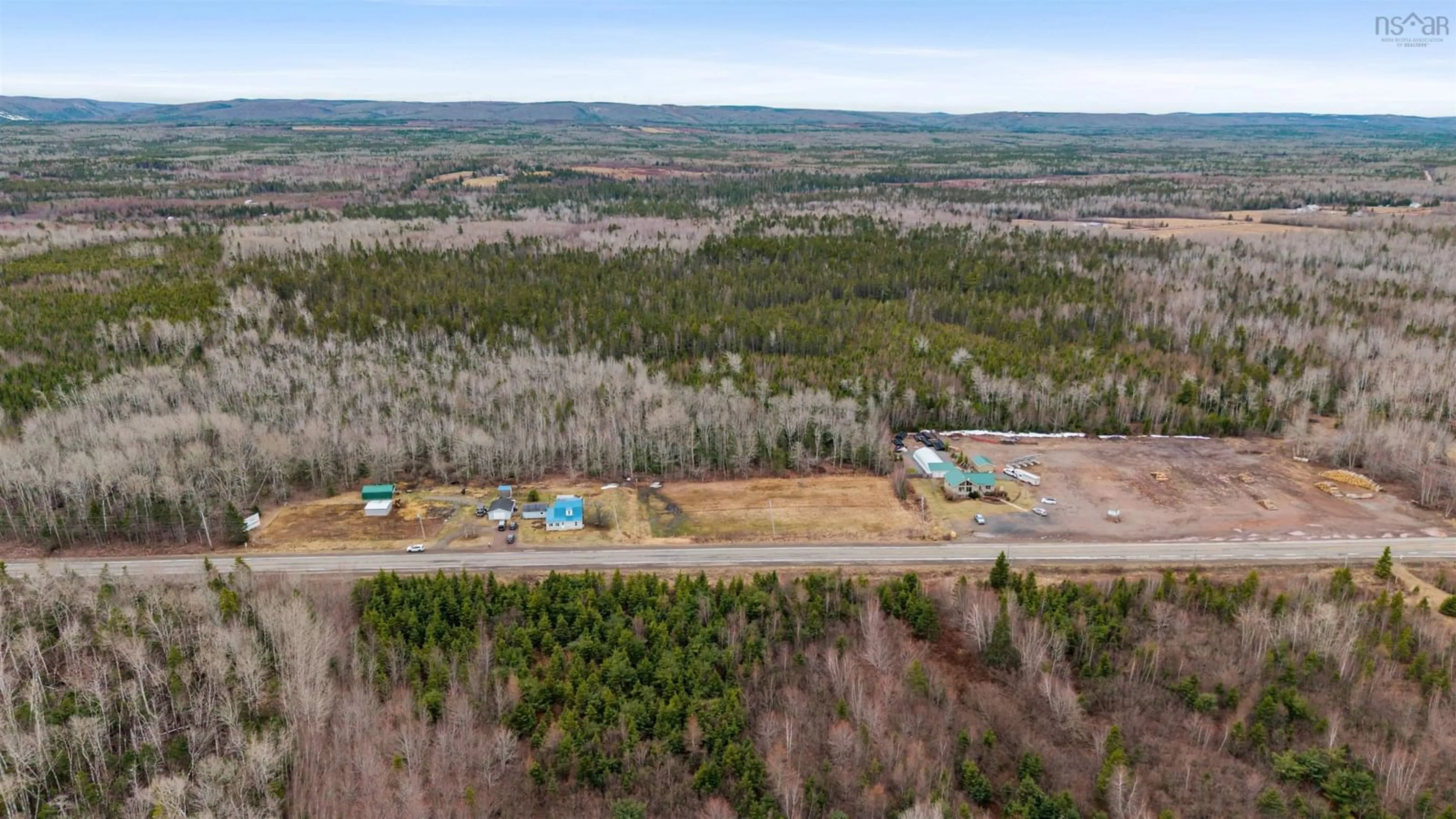 A pic from outside/outdoor area/front of a property/back of a property/a pic from drone, forest/trees view for 12032 Highway 4, West Wentworth Nova Scotia B0M 1Z0