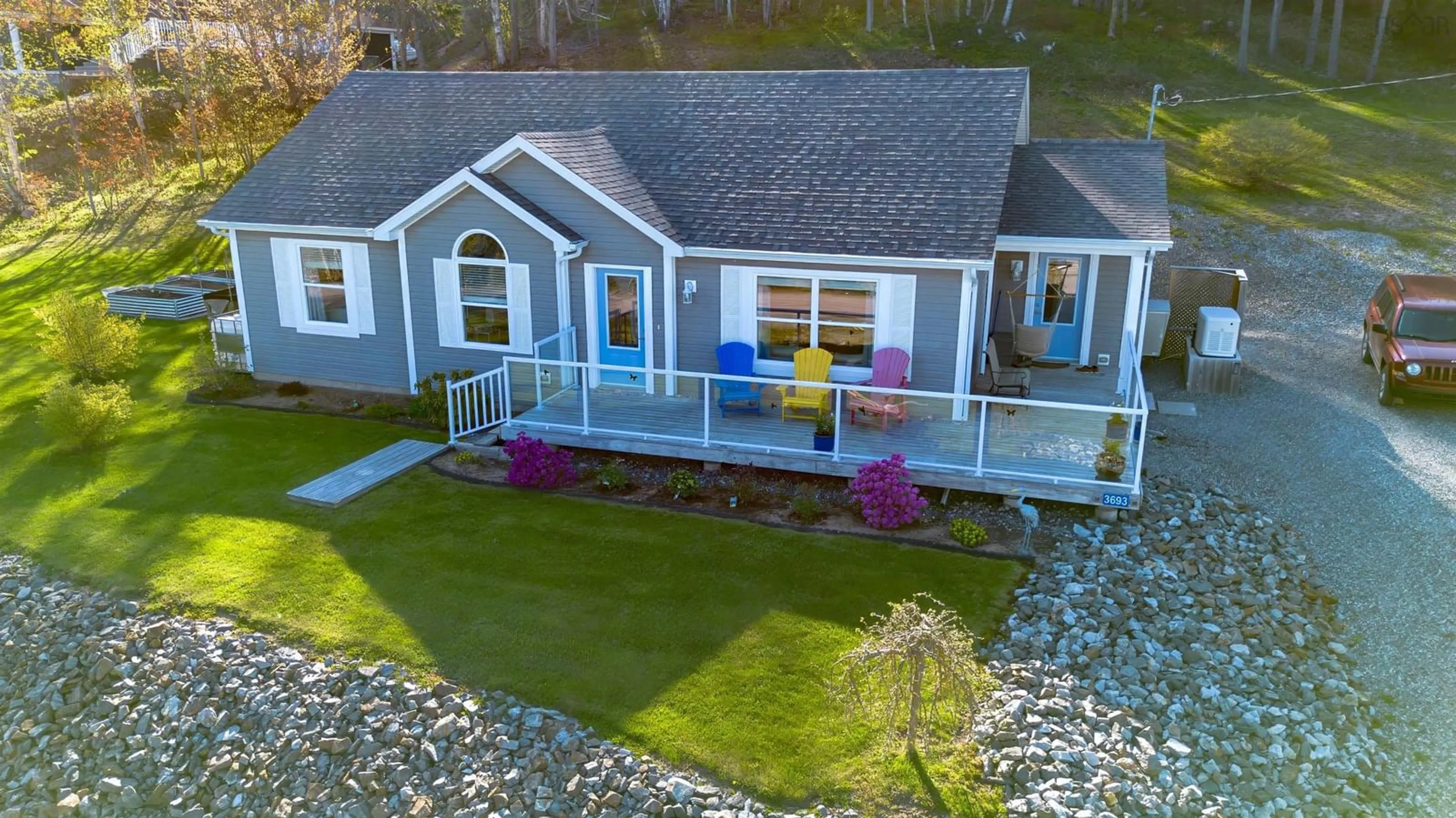A pic from outside/outdoor area/front of a property/back of a property/a pic from drone, water/lake/river/ocean view for 3693 New Harris Rd, New Harris Nova Scotia B1X 1T1