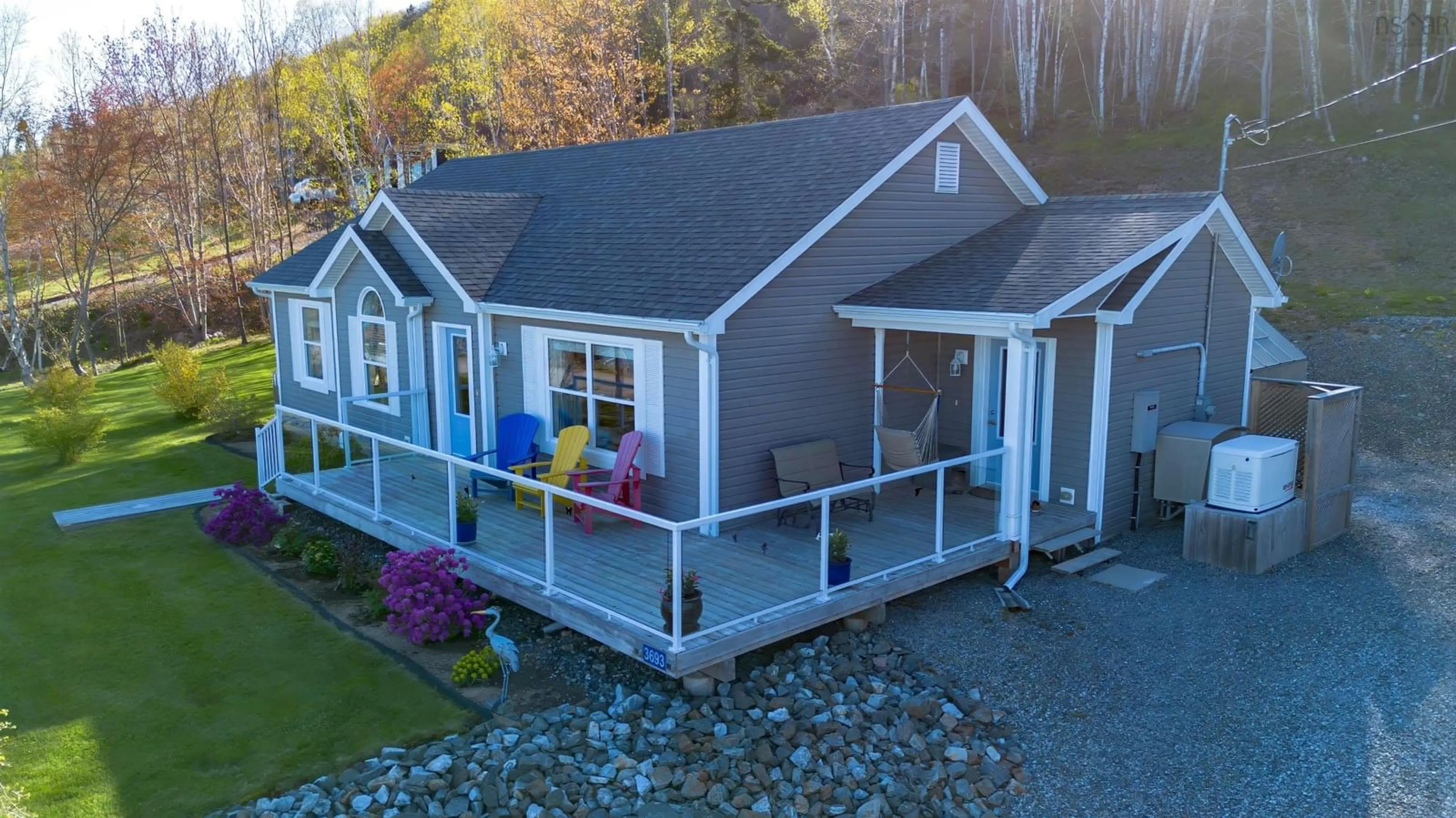 A pic from outside/outdoor area/front of a property/back of a property/a pic from drone, water/lake/river/ocean view for 3693 New Harris Rd, New Harris Nova Scotia B1X 1T1