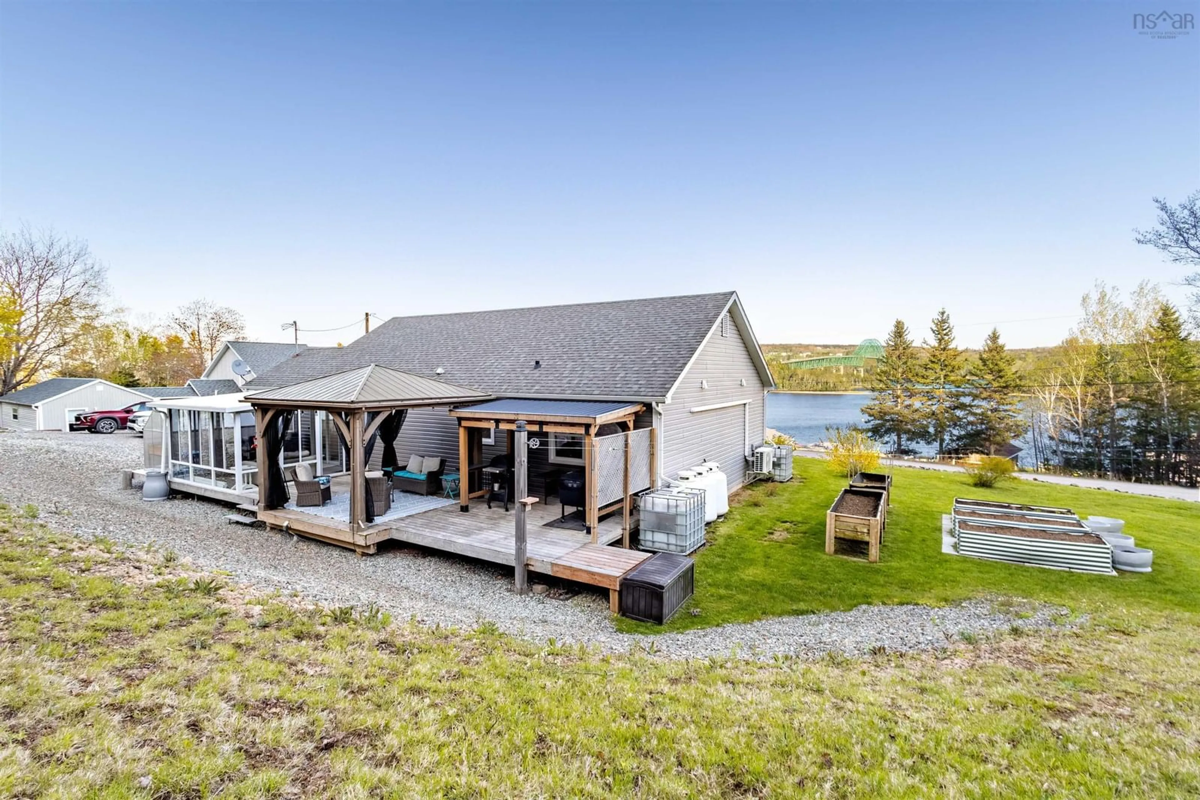 A pic from outside/outdoor area/front of a property/back of a property/a pic from drone, water/lake/river/ocean view for 3693 New Harris Rd, New Harris Nova Scotia B1X 1T1