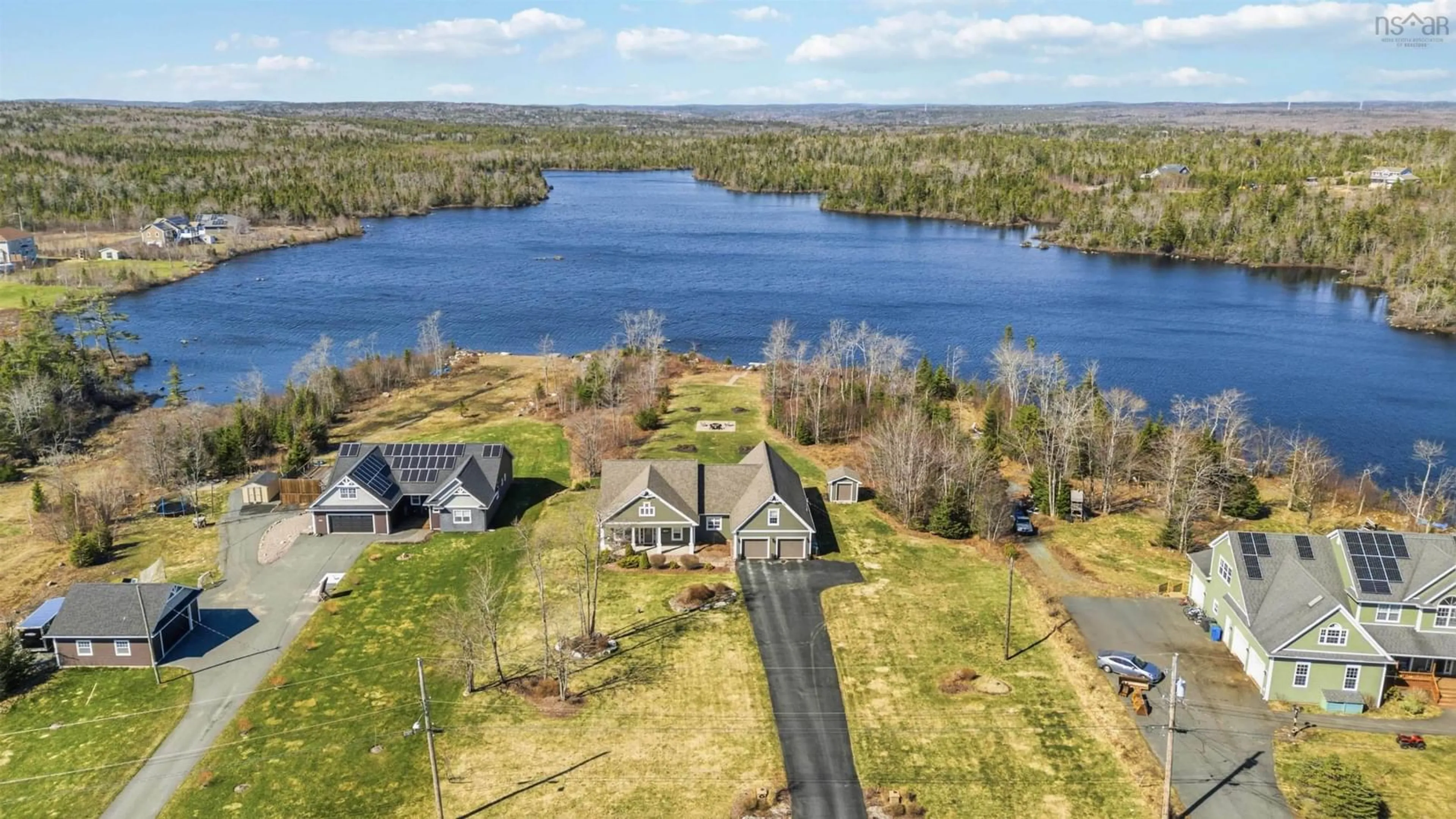 A pic from outside/outdoor area/front of a property/back of a property/a pic from drone, water/lake/river/ocean view for 316 Gammon Lake Dr, Lawrencetown Nova Scotia B2Z 1T9