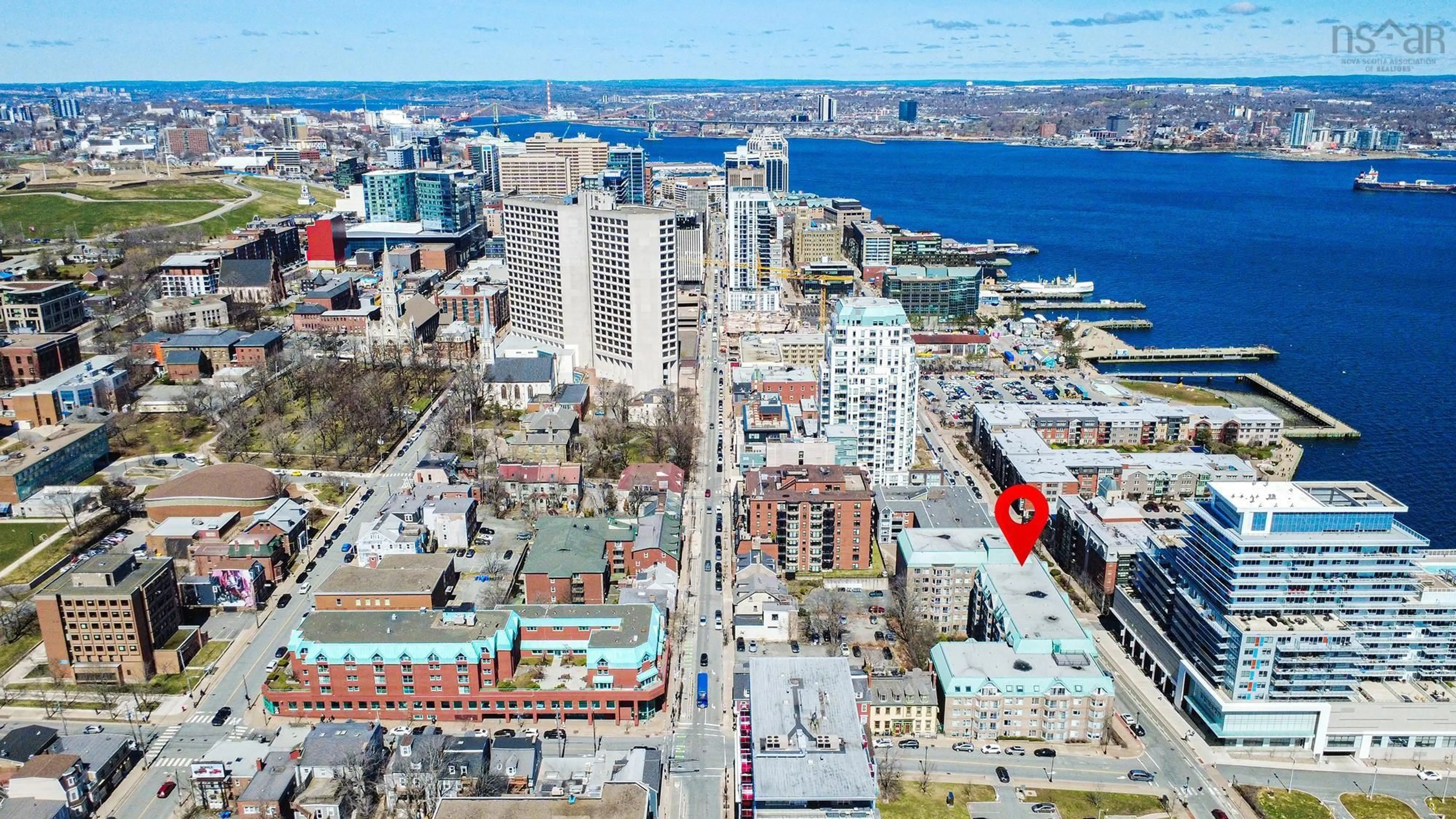A pic from outside/outdoor area/front of a property/back of a property/a pic from drone, city buildings view from balcony for 1326 Lower Water St., Halifax, Ns #101, Halifax Nova Scotia B3J 3R3
