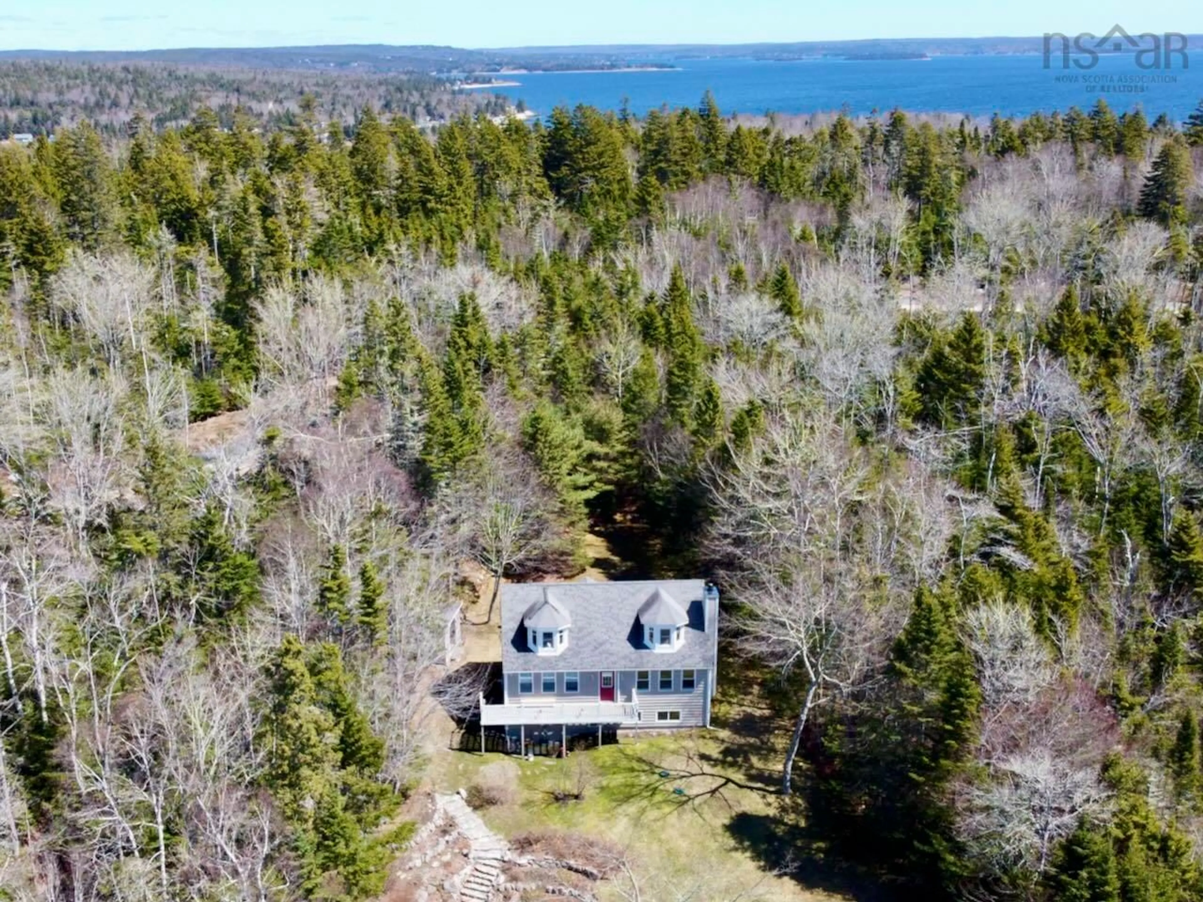 A pic from outside/outdoor area/front of a property/back of a property/a pic from drone, water/lake/river/ocean view for 100 Conrads Branch Dr, Hubbards Nova Scotia B0J 1T0