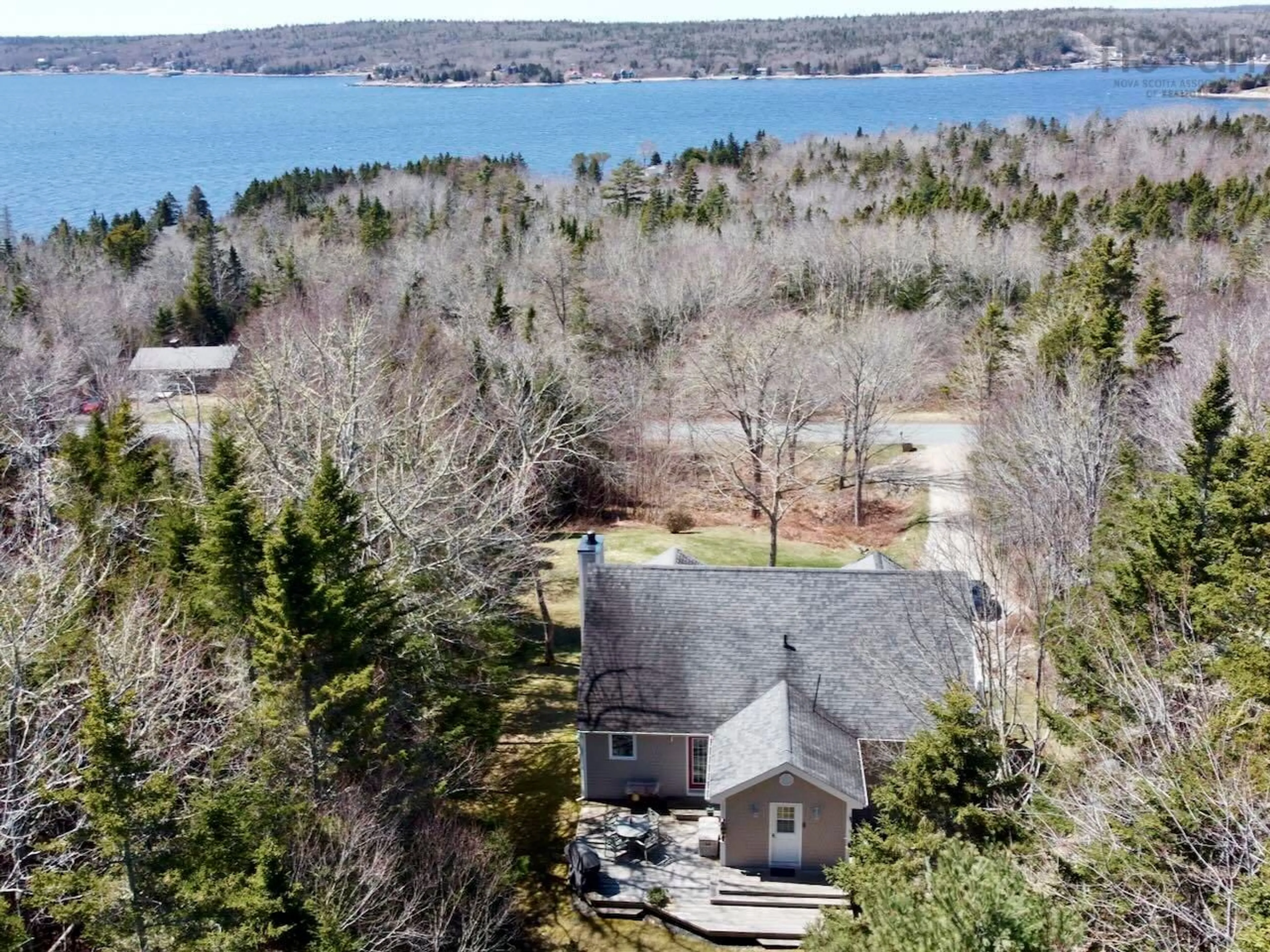 A pic from outside/outdoor area/front of a property/back of a property/a pic from drone, water/lake/river/ocean view for 100 Conrads Branch Dr, Hubbards Nova Scotia B0J 1T0