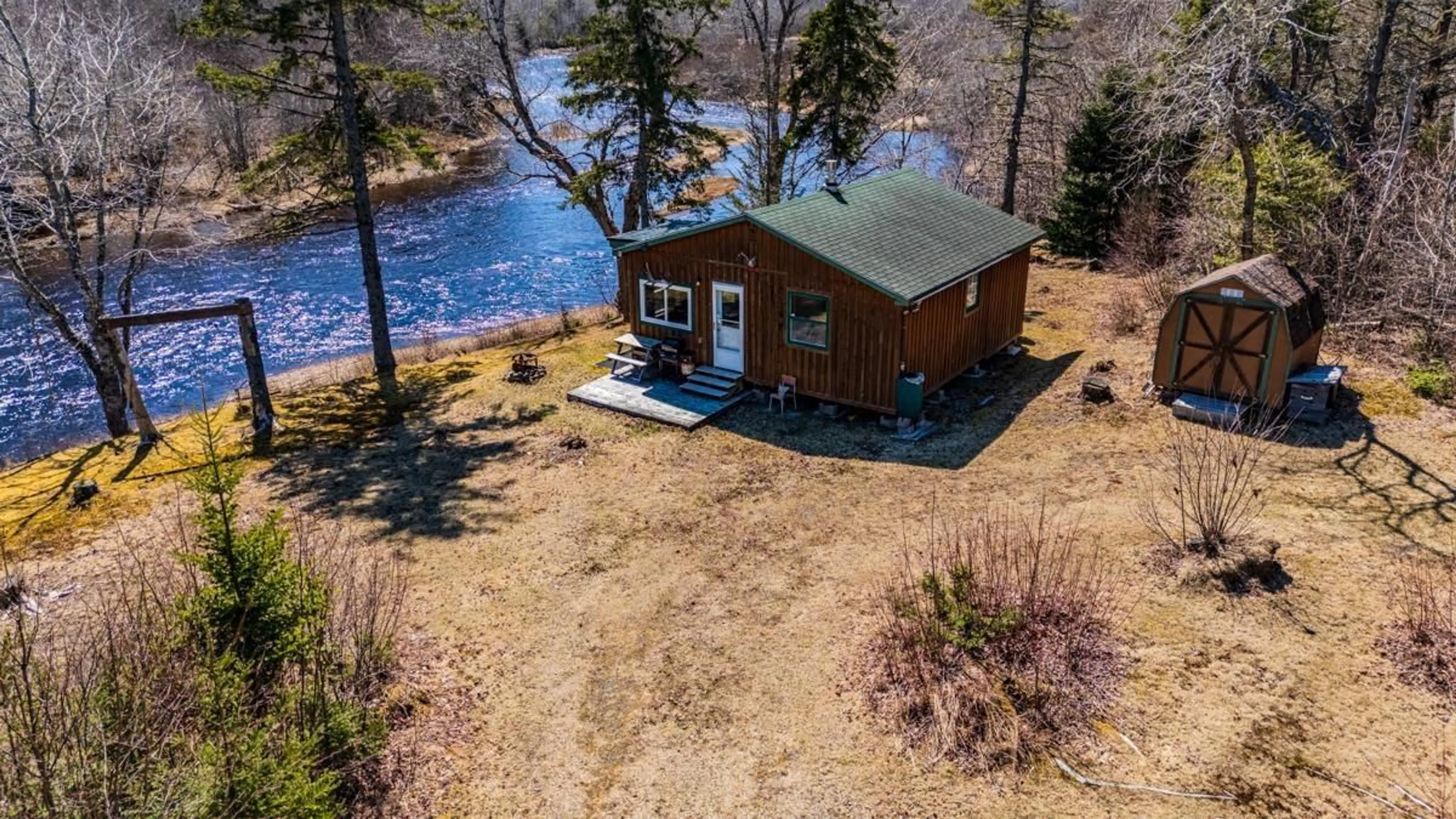 A pic from outside/outdoor area/front of a property/back of a property/a pic from drone, water/lake/river/ocean view for 215 Macintosh Rd, Caledonia Nova Scotia B0H 1E0