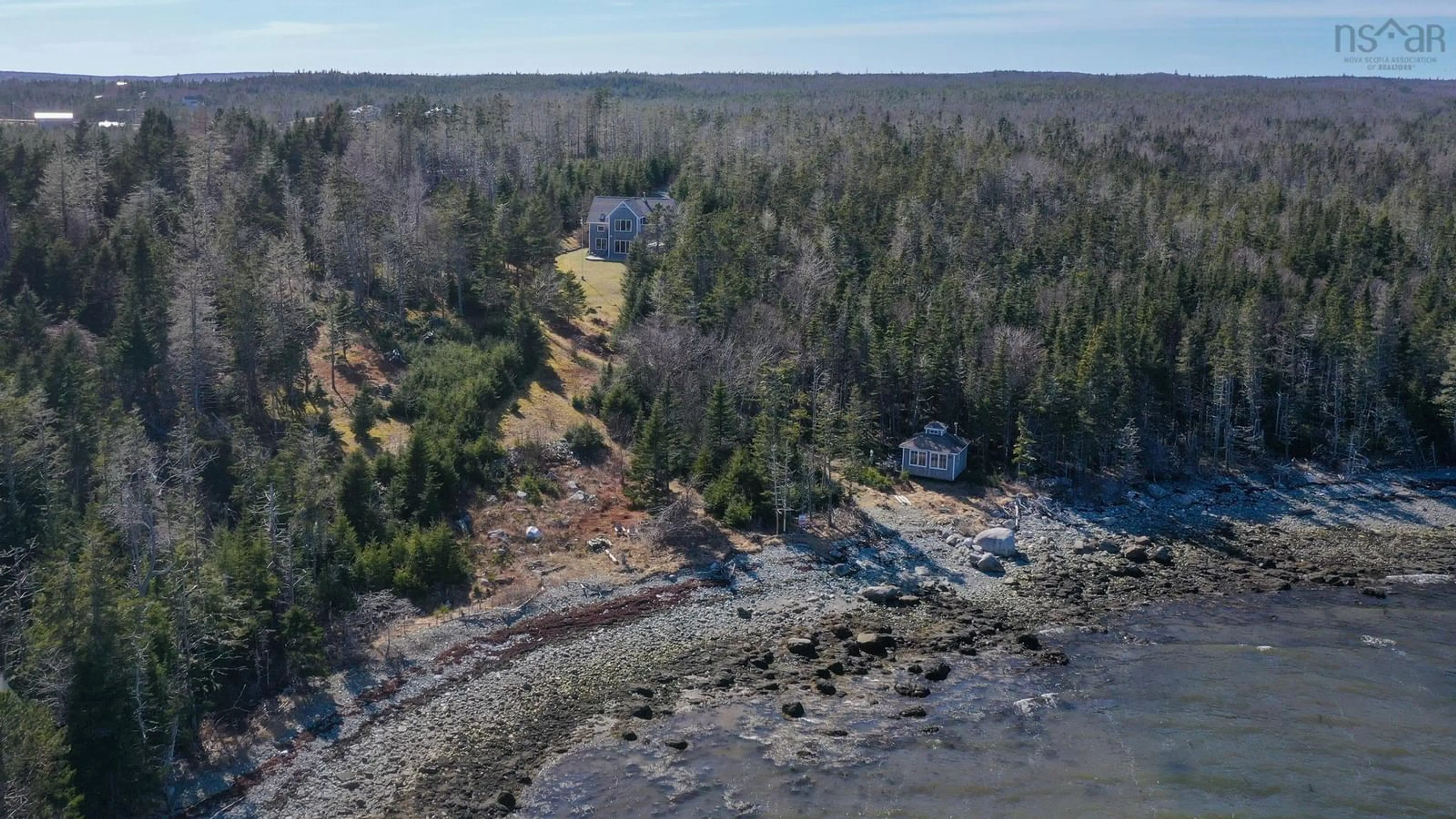 A pic from outside/outdoor area/front of a property/back of a property/a pic from drone, water/lake/river/ocean view for 55 Lintlops Rd, Murphy Cove Nova Scotia B0J 3H0
