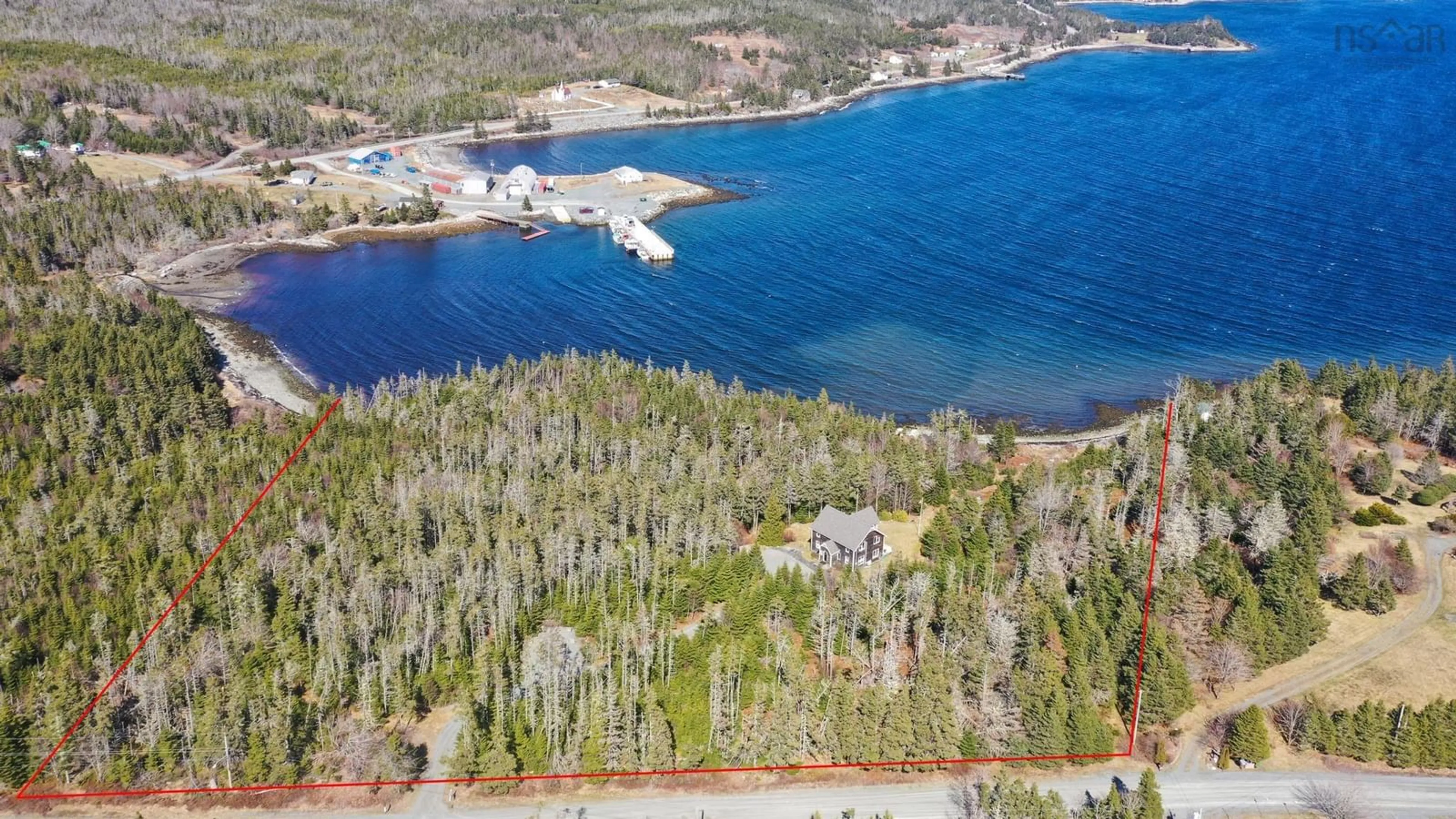A pic from outside/outdoor area/front of a property/back of a property/a pic from drone, water/lake/river/ocean view for 55 Lintlops Rd, Murphy Cove Nova Scotia B0J 3H0