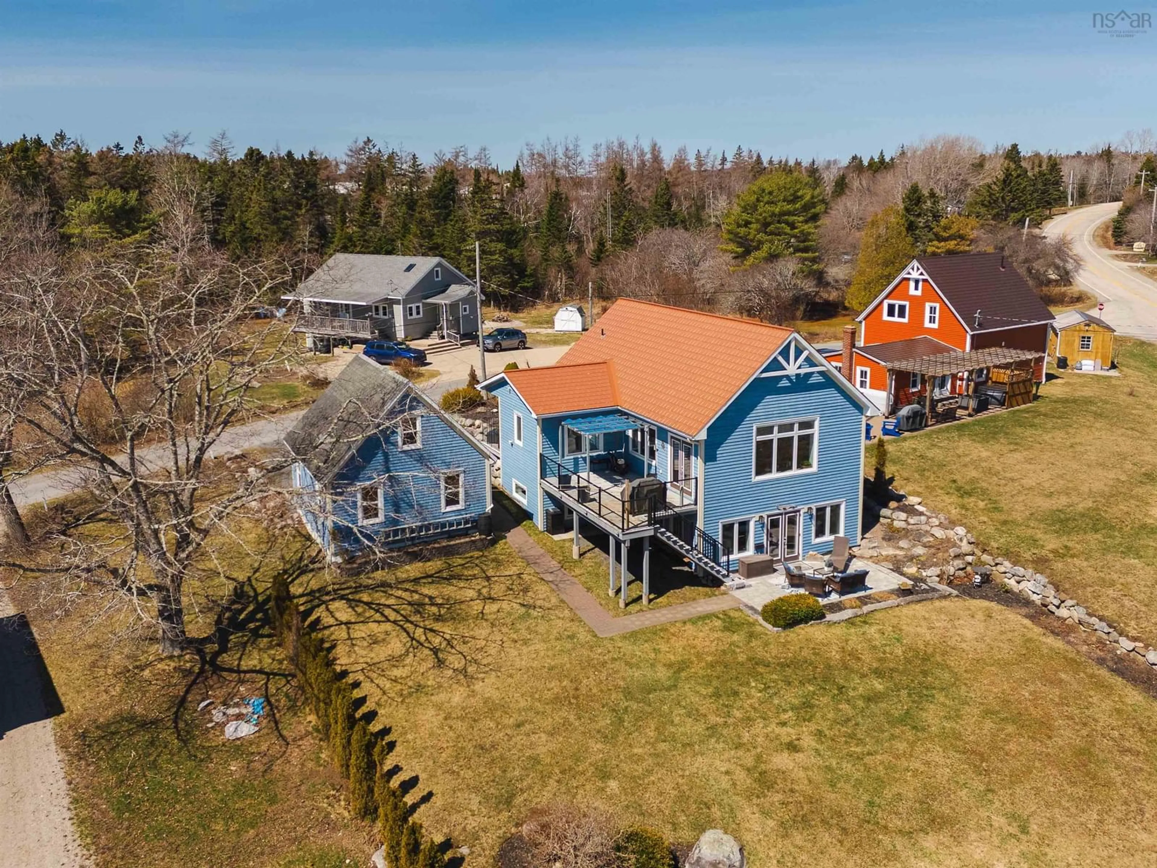 A pic from outside/outdoor area/front of a property/back of a property/a pic from drone, water/lake/river/ocean view for 11 East River Point Rd, East River Point Nova Scotia B0J 1T0