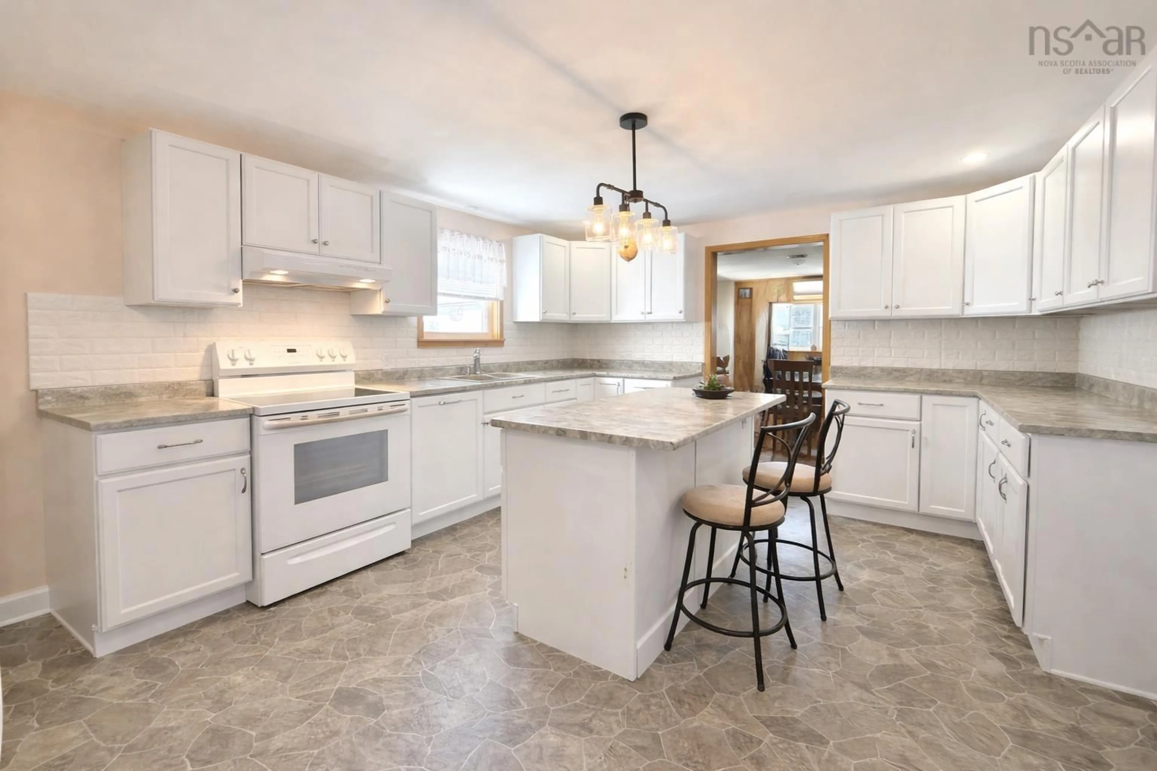 Open concept kitchen, ceramic/tile floor for 2252 Highway 1, Upper Clements Nova Scotia B0S 1A0