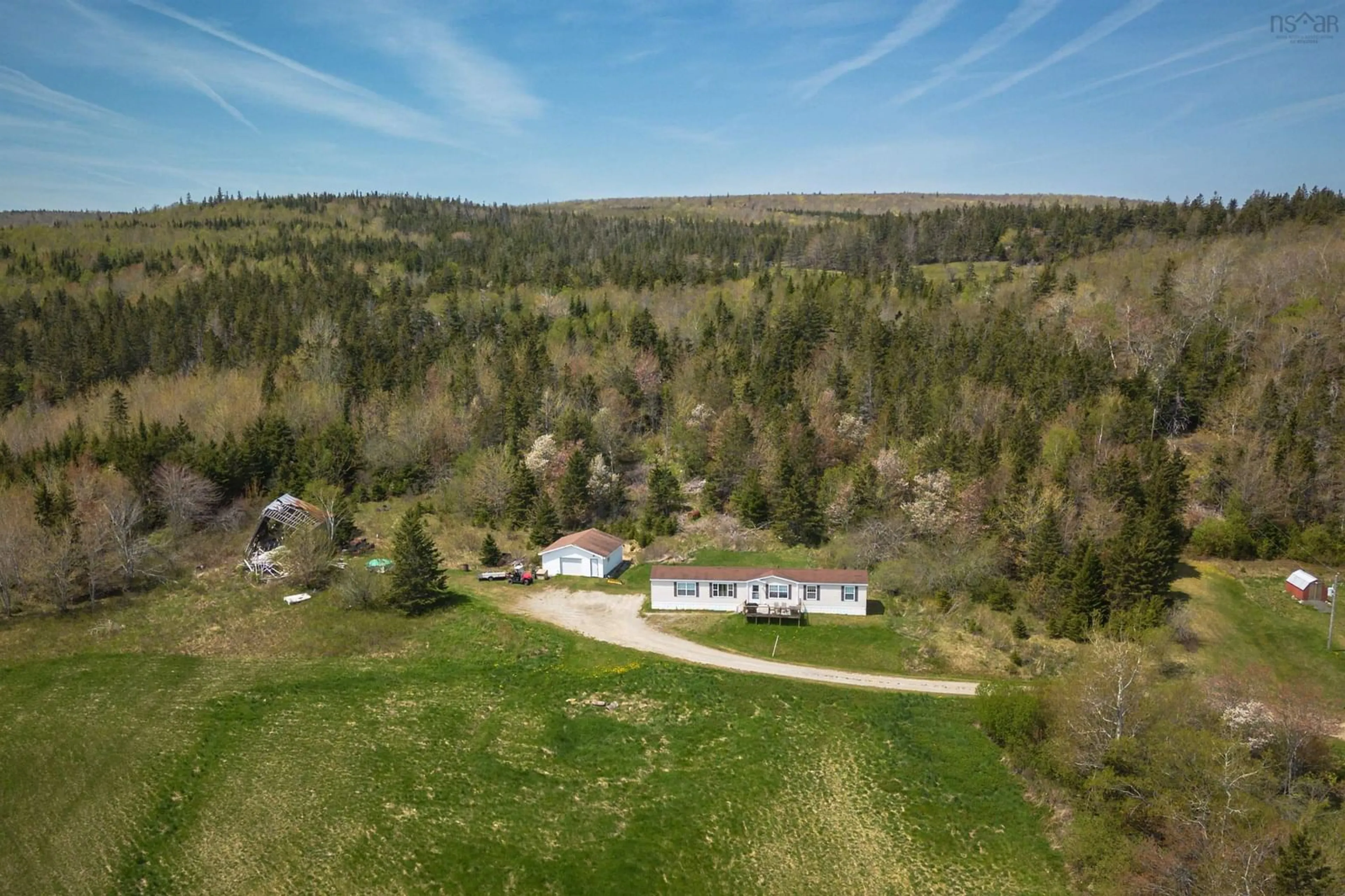 A pic from outside/outdoor area/front of a property/back of a property/a pic from drone, forest/trees view for 1576 West Lake Ainslie Rd, West Lake Ainslie Nova Scotia B0E 1N0