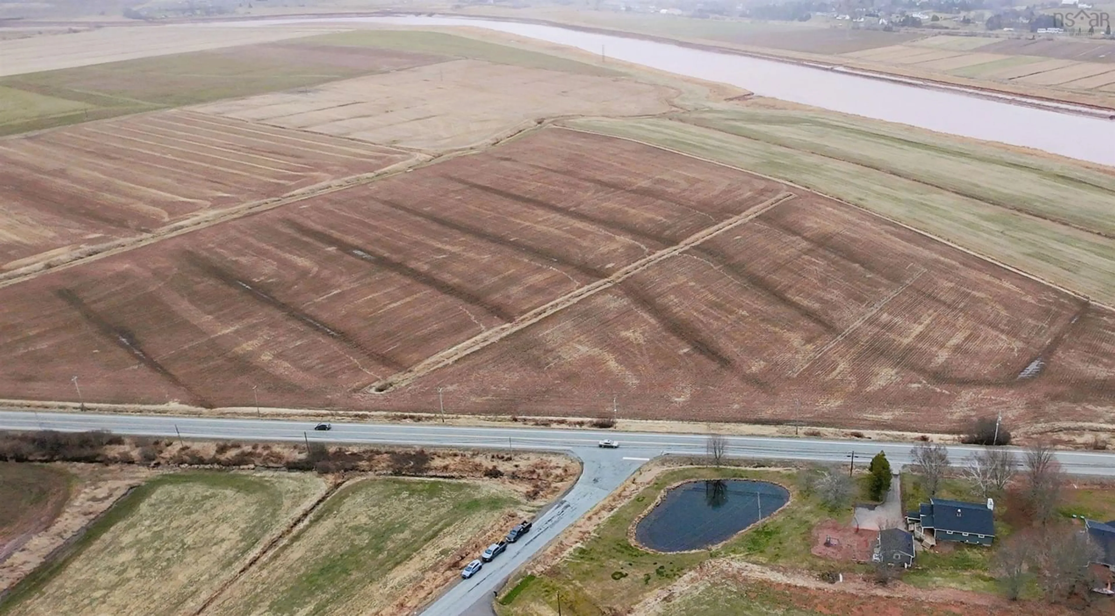 A pic from outside/outdoor area/front of a property/back of a property/a pic from drone, water/lake/river/ocean view for 13191 Highway 2, Central Onslow Nova Scotia B6L 5C7