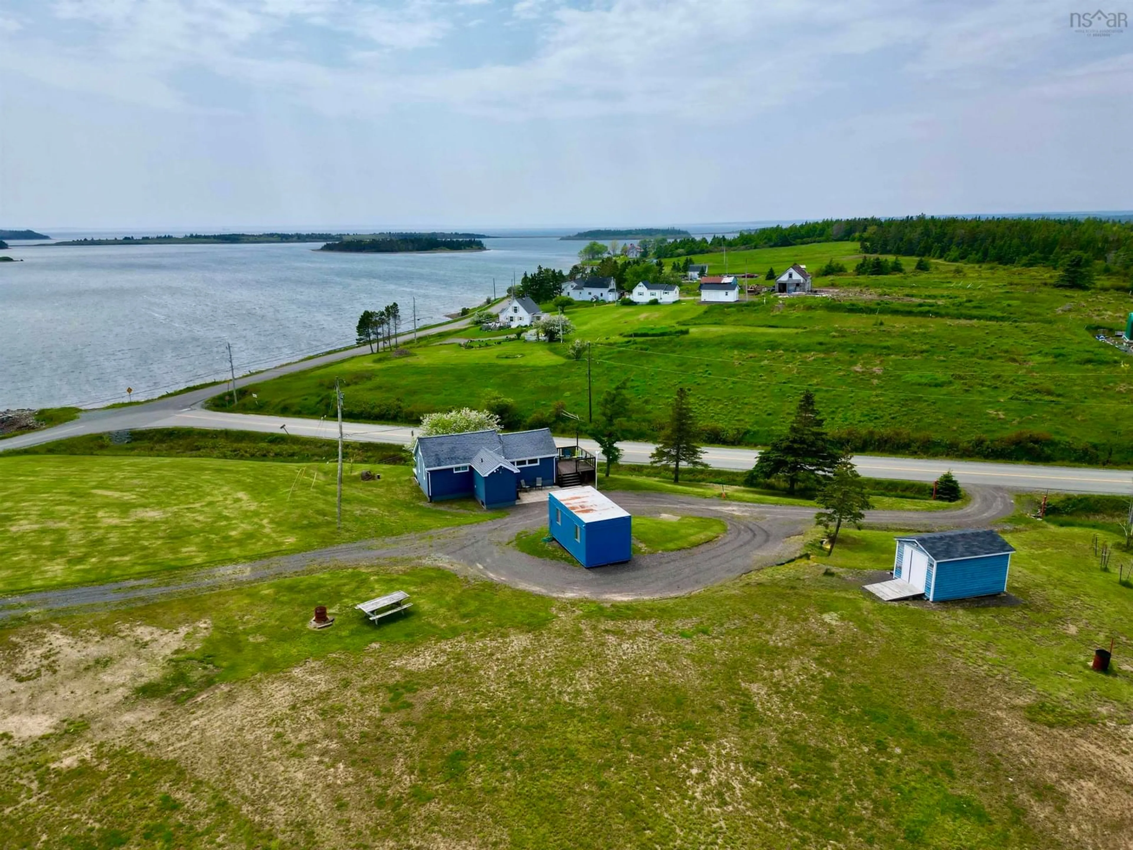 A pic from outside/outdoor area/front of a property/back of a property/a pic from drone, water/lake/river/ocean view for 22 Janvrin Harbour Rd., St. Marys Nova Scotia B0E 3J0