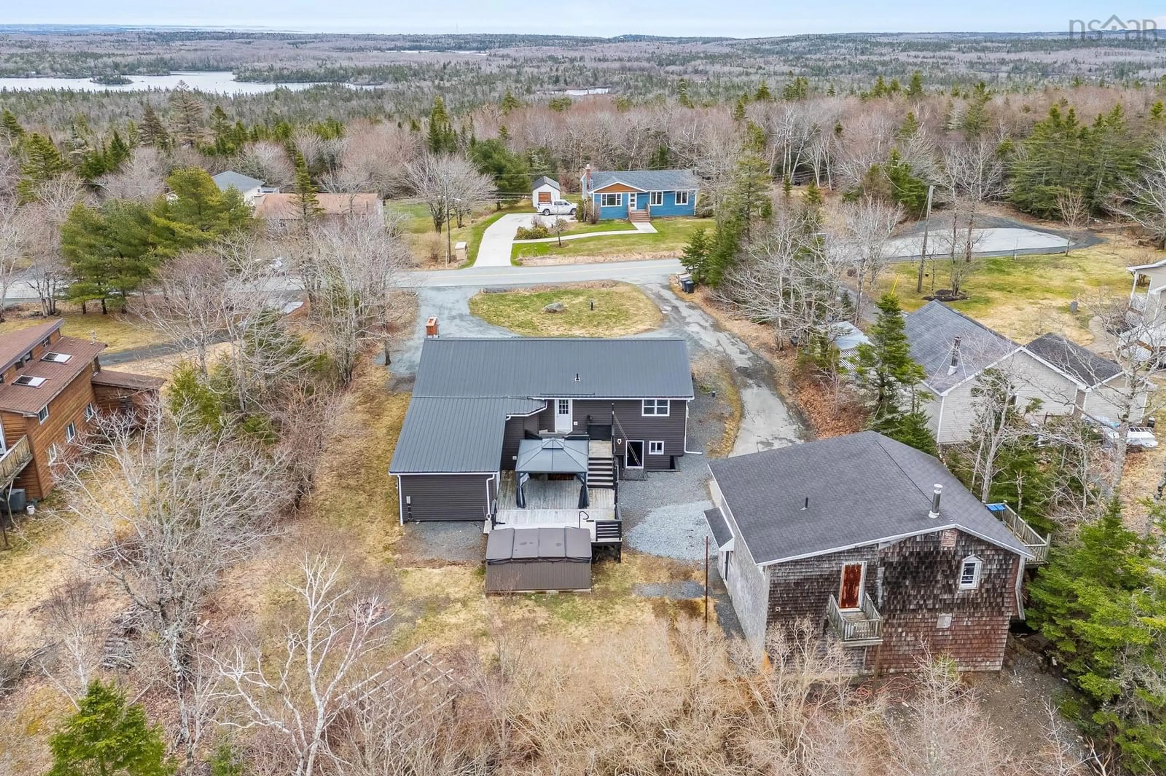 A pic from outside/outdoor area/front of a property/back of a property/a pic from drone, water/lake/river/ocean view for 345 Whitehead Rd, Harrietsfield Nova Scotia B3V 1B5