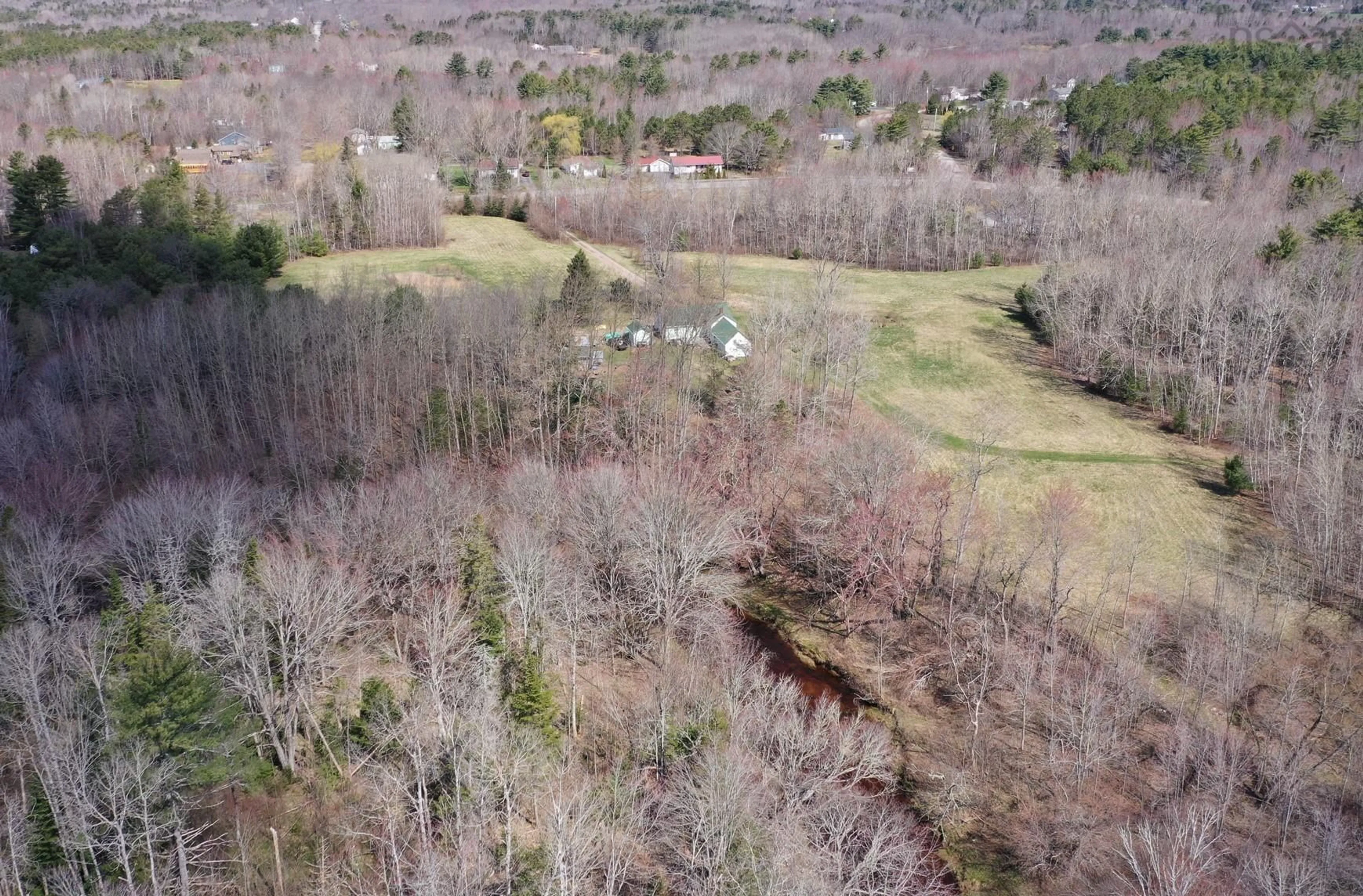 A pic from outside/outdoor area/front of a property/back of a property/a pic from drone, forest/trees view for 2217 Old Mill Rd, South Farmington Nova Scotia B0P 1W0