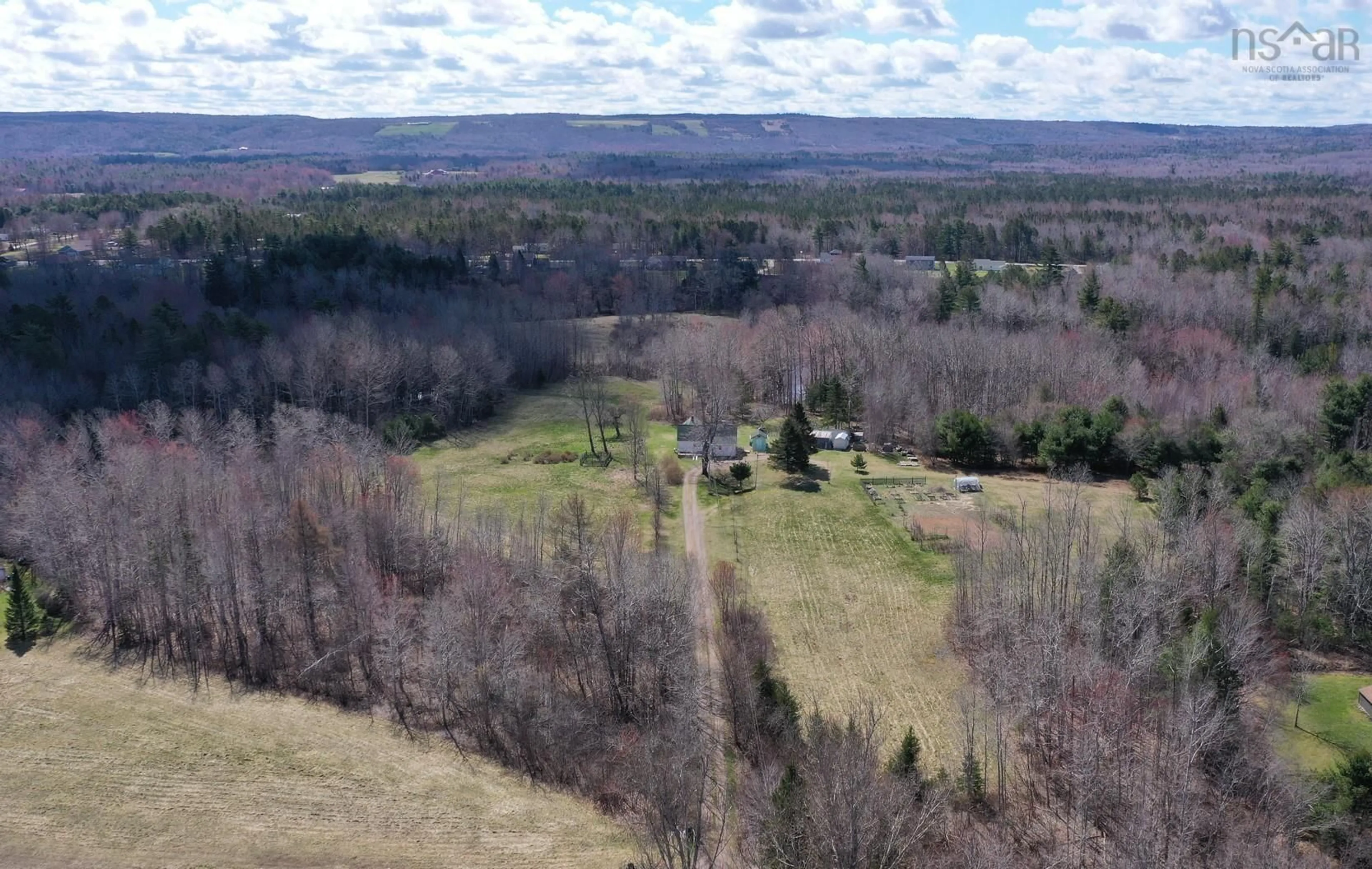 A pic from outside/outdoor area/front of a property/back of a property/a pic from drone, forest/trees view for 2217 Old Mill Rd, South Farmington Nova Scotia B0P 1W0