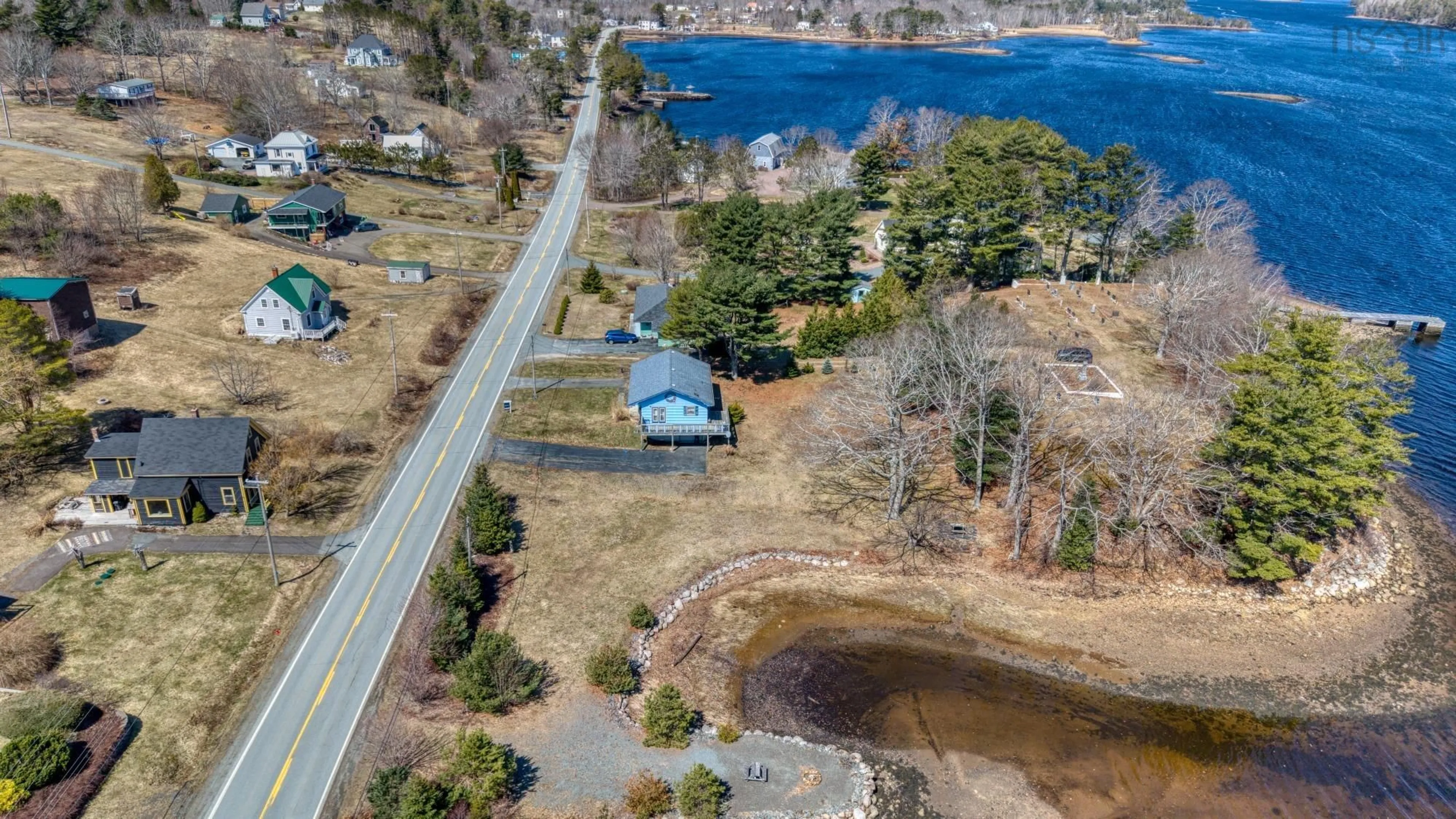 A pic from outside/outdoor area/front of a property/back of a property/a pic from drone, water/lake/river/ocean view for 1915 Highway 331, Pleasantville Nova Scotia B0R 1G0