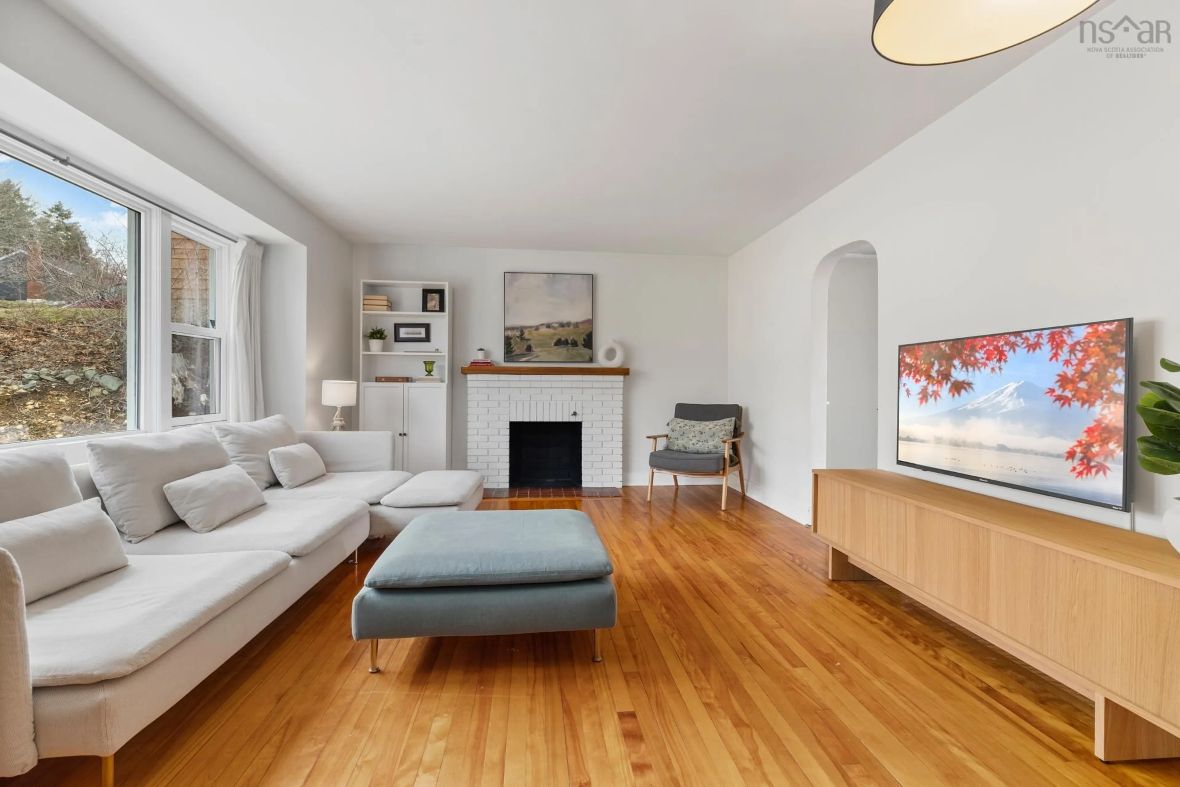 Living room with furniture, wood/laminate floor for 12 Lorway Dr, Dartmouth Nova Scotia B2X 2L2
